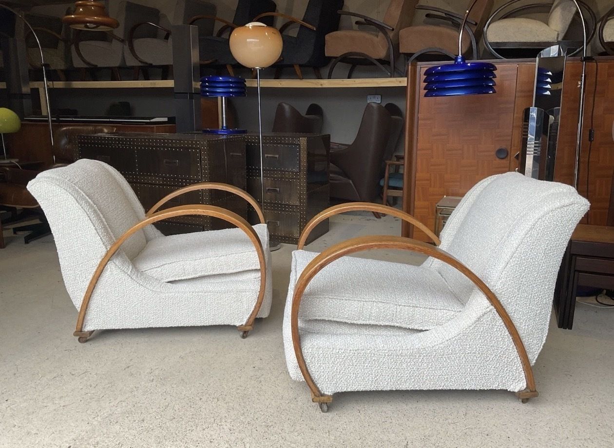 Pair Of Two Large French Bentwood Armchairs In Art Deco Style 1930s photo buy