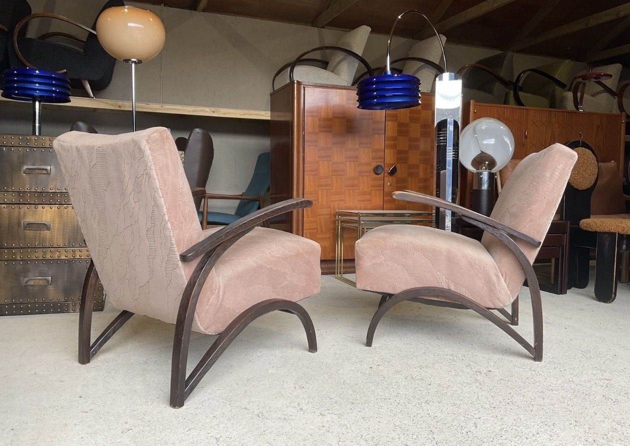 photo furniture Set Of 2 Art Deco Armchairs By Jindrich Halabala Antique Vintage Design