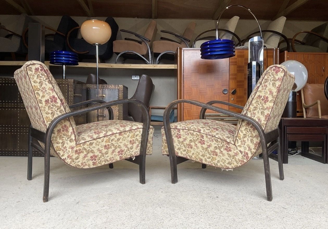 photo for sale Set Of 2 Armchairs By Karel Kozelka & Antonín Kropáček For Praha Interier 50s