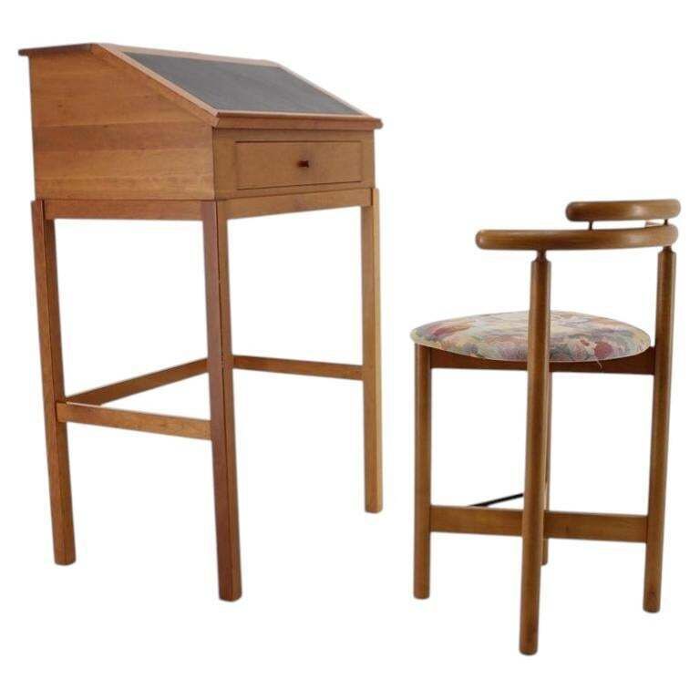 Deens mahonie schrijfbureau en hoge stoel van Rud Thygesen & Johnny Sørensen, jaren 1980 photo furniture