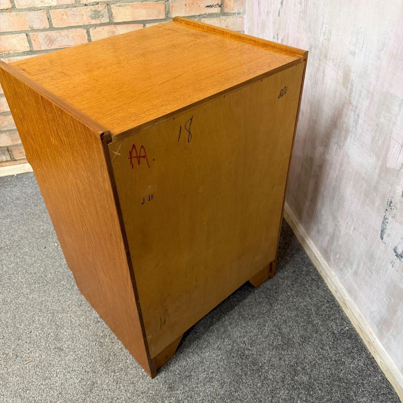 photo for sale Vintage Mid Century Nathan Squares Cabinet Nightstand Drawer Single Cupboard