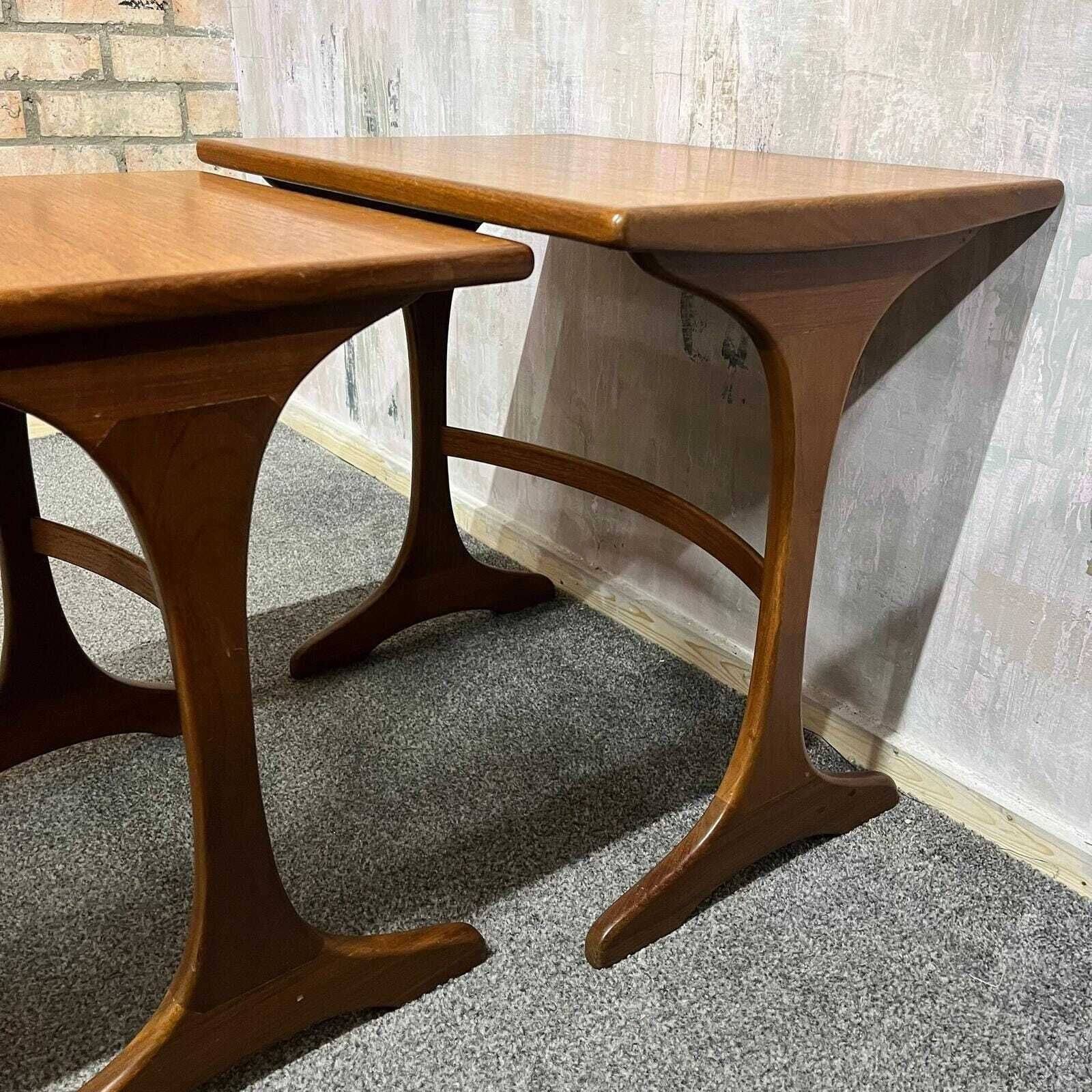 Mid Century Set Of 3 1960s/70s Teak Crossbanded Nest Of Tables Danish Style photo 175.0