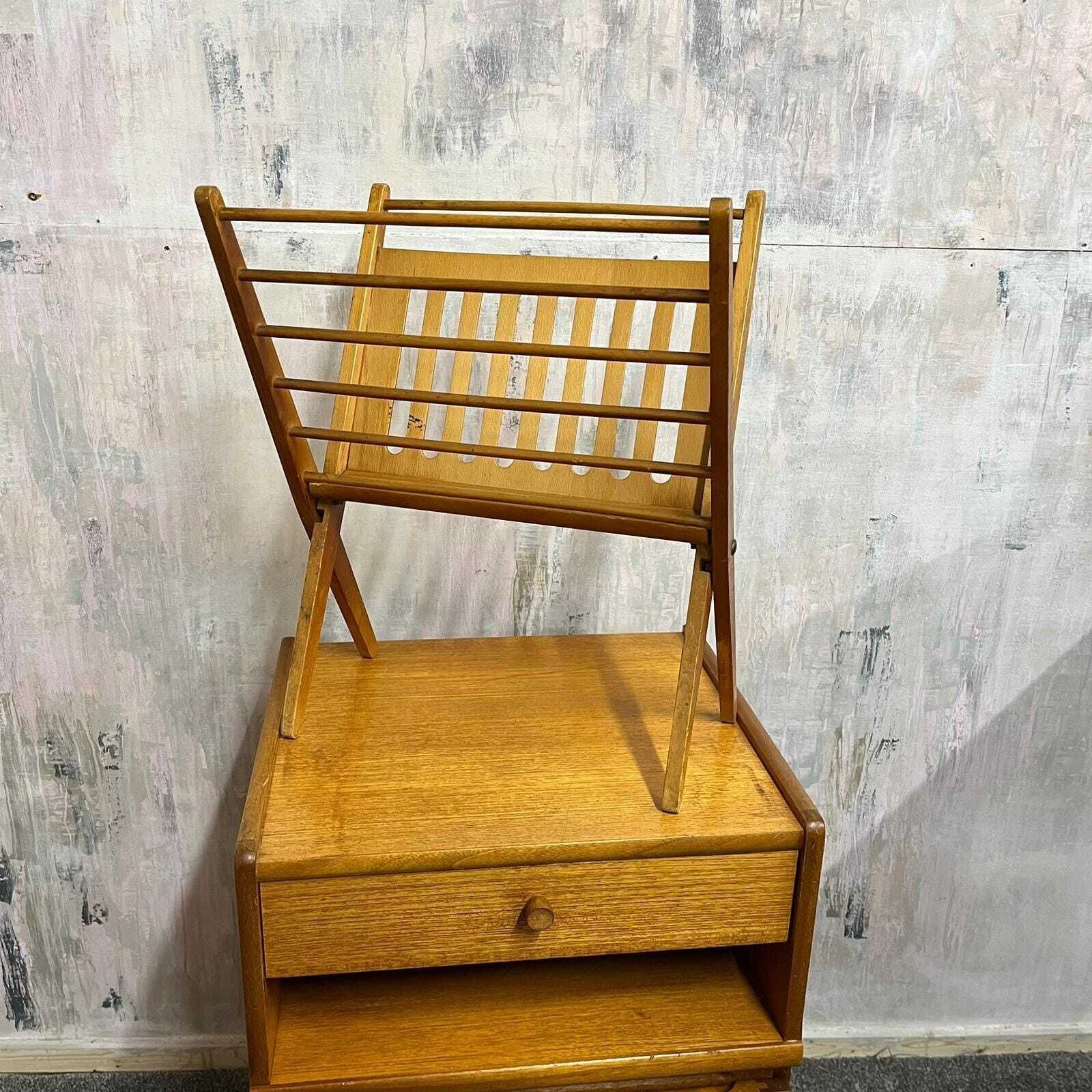 Mid Century Magazine Rack Cees Braakman For Pasloe 1950s/60s Folding Rack