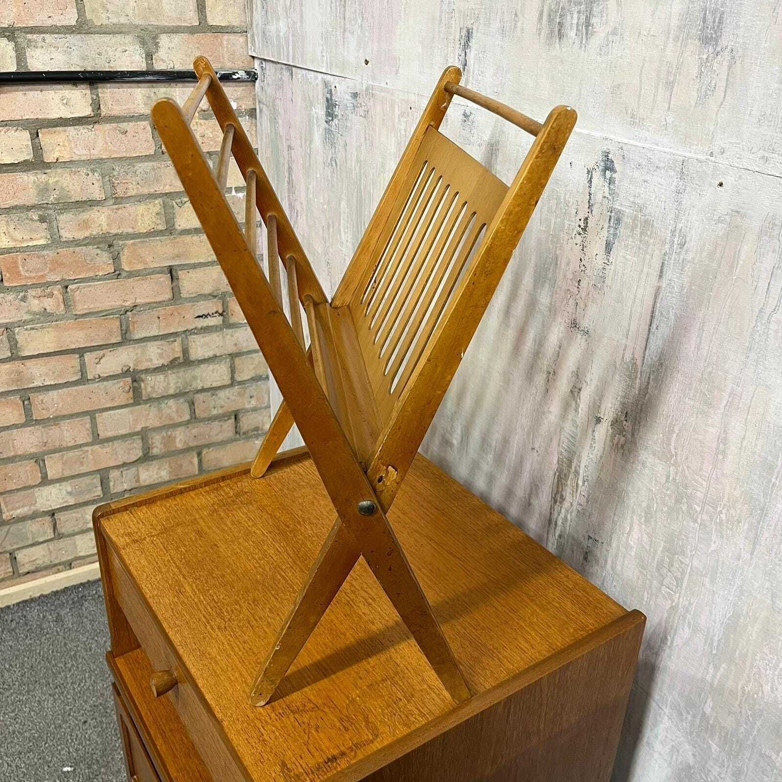 Mid Century Magazine Rack Cees Braakman For Pasloe 1950s/60s Folding Rack photo furniture