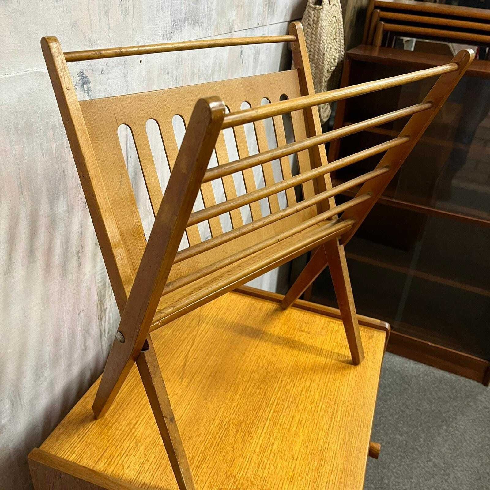 Mid Century Magazine Rack Cees Braakman For Pasloe 1950s/60s Folding Rack photo for sale