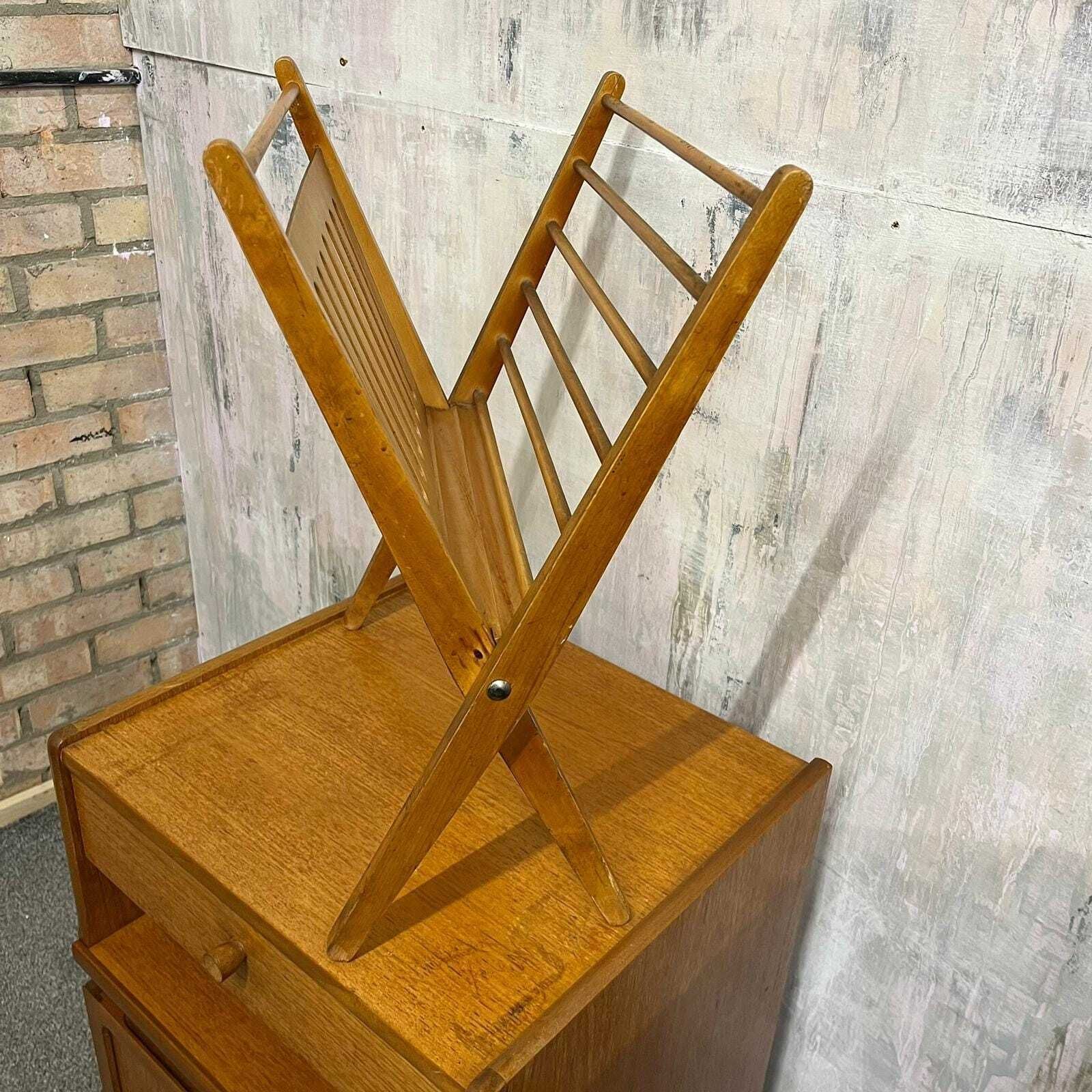 Mid Century Magazine Rack Cees Braakman For Pasloe 1950s/60s Folding Rack photo vintage