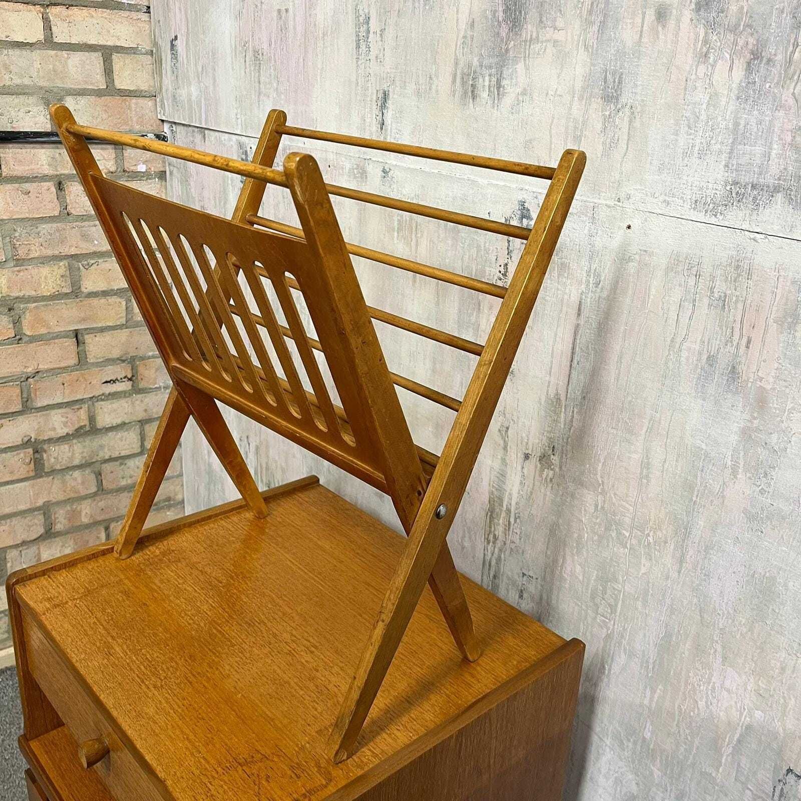 Home Decor Mid Century Magazine Rack Cees Braakman For Pasloe 1950s/60s Folding Rack photo