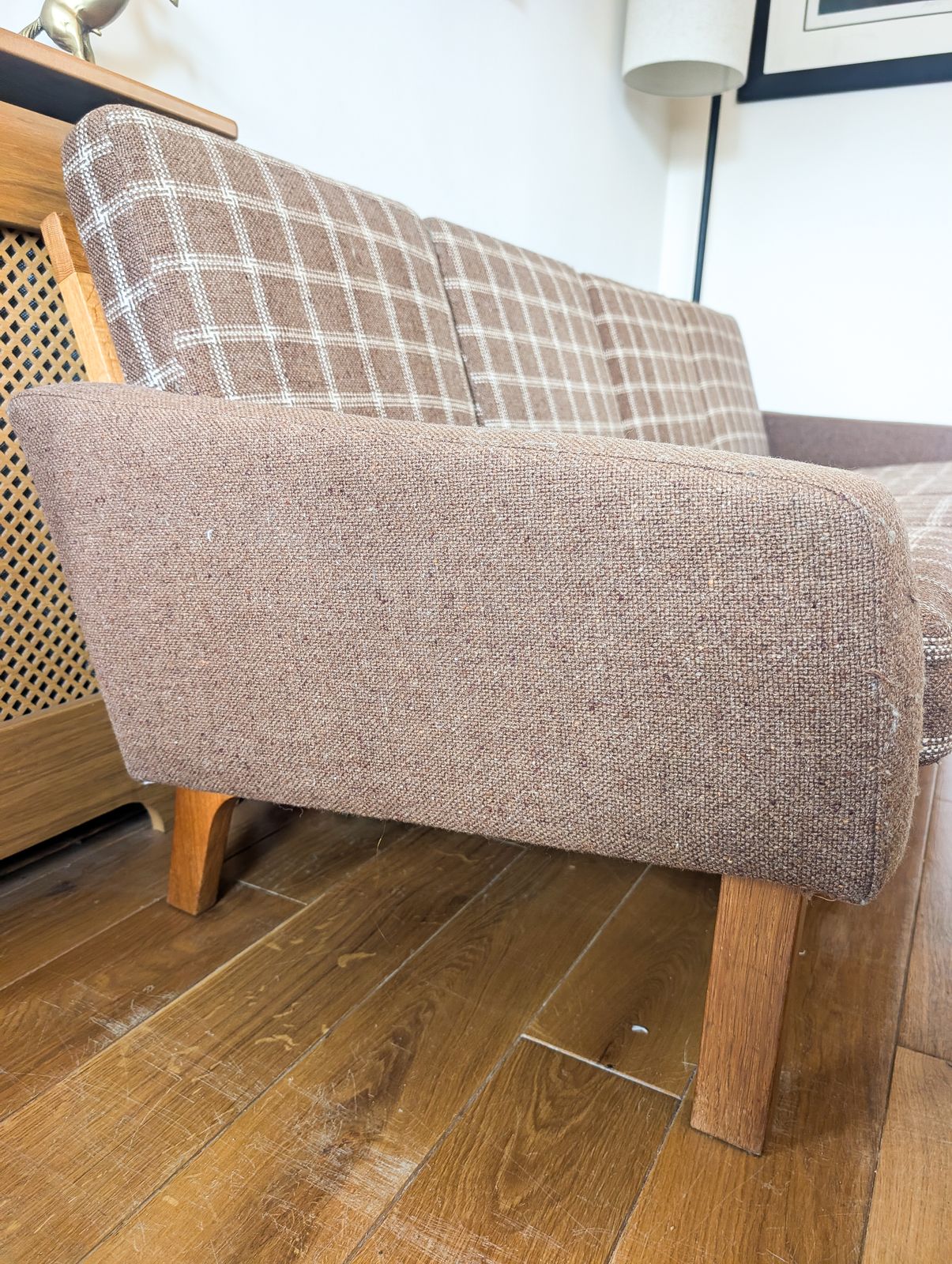 Furniture Rare Mid Century 1960s Vintage Danish 4 Seater Retro Sofa In The Style Of Hans J. Wegner With Original Wool And Sprung Cushions photo