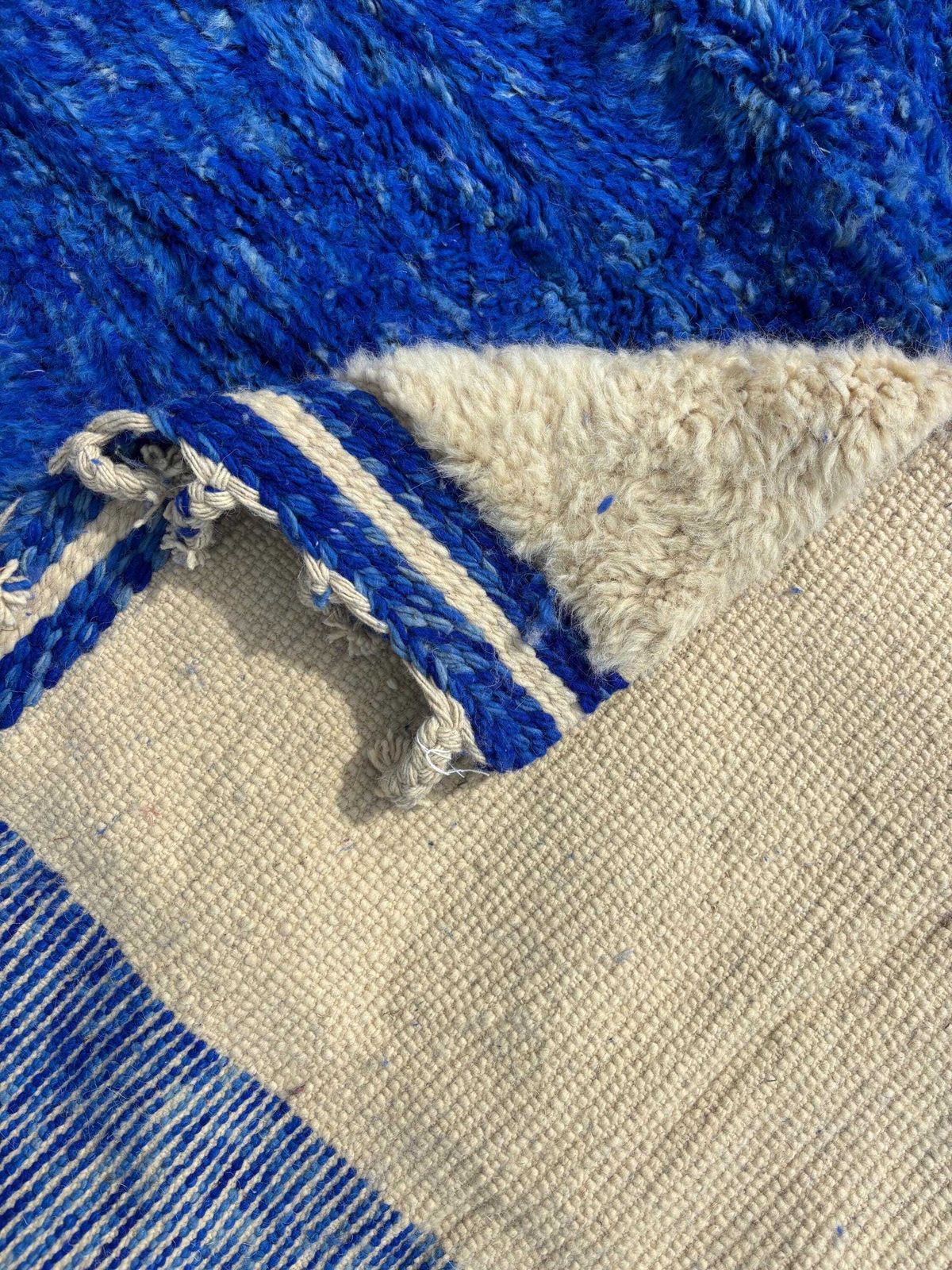 Moroccan Mrirt Rug Handmade Wool 190x290 Cm – Modern Berber Rug –Blue Area Rug – Contemporary Decor photo Textiles