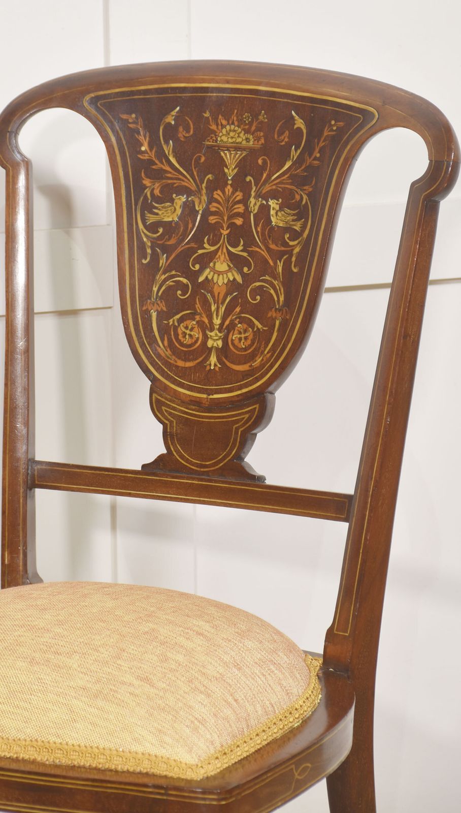 Pair Of Inlaid Mahogany Side Chairs photo Furniture