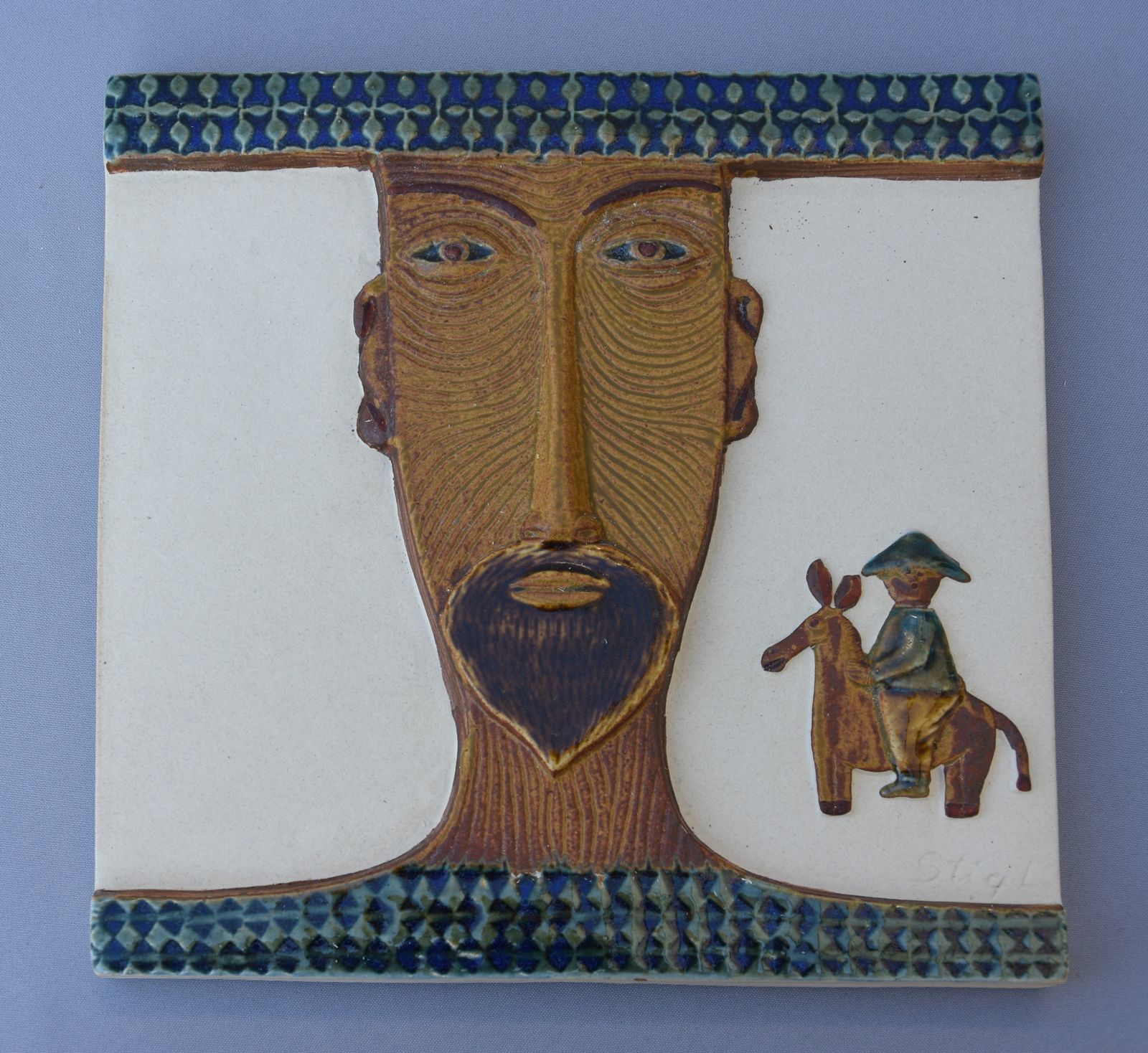 Don Quixote Tile H1184 By Stig Lindberg For Gustavsberg, Sweden, 1950s photo 645.0