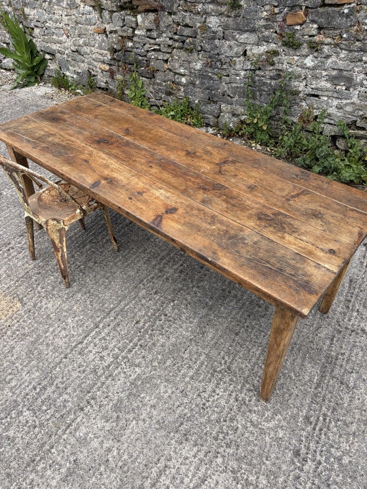 Antique French Pine Farmhouse Rustic Dining Table — 198cm — Circa 1900 photo Furniture