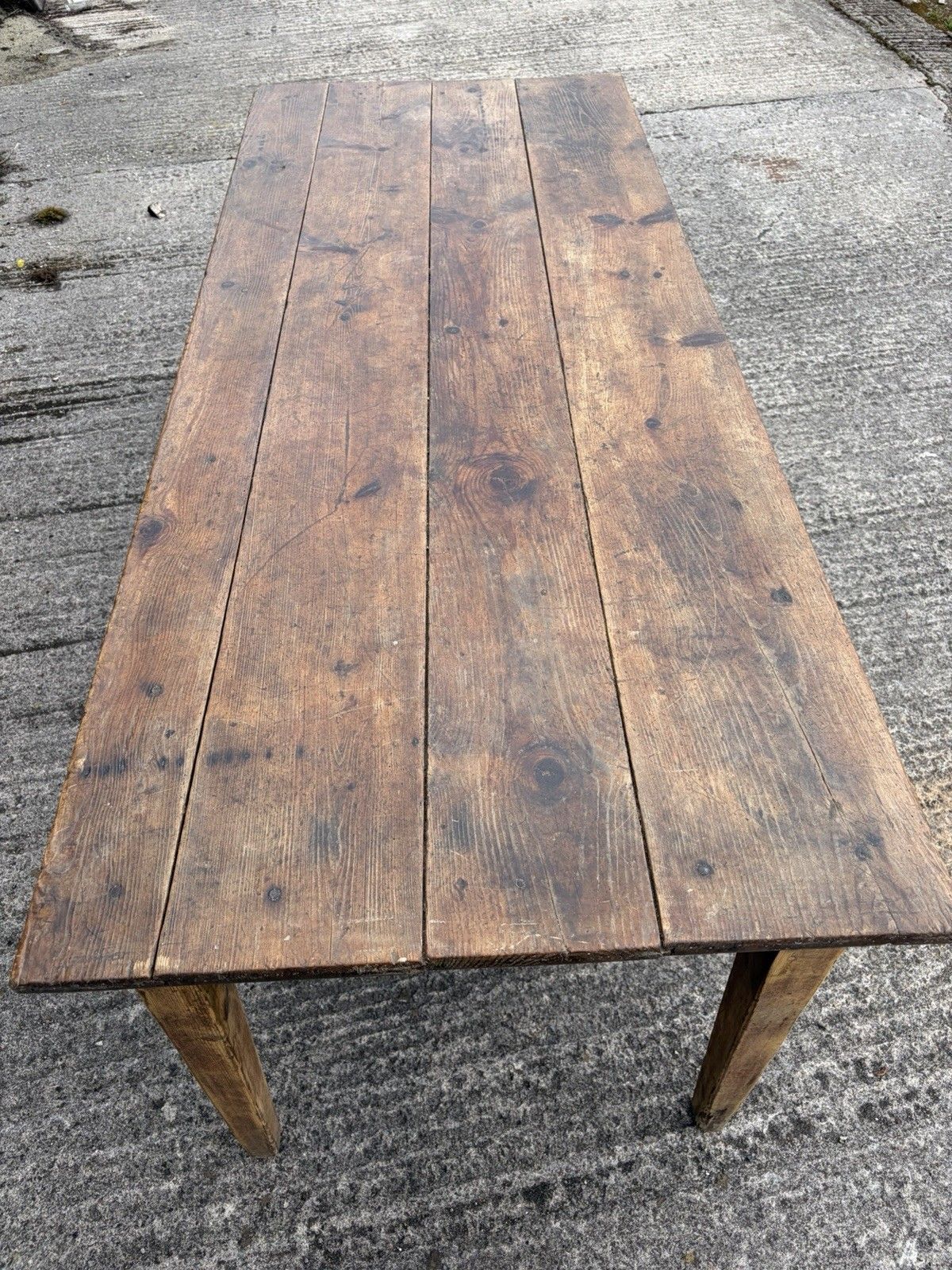 photo for sale Antique French Pine Farmhouse Rustic Dining Table — 198cm — Circa 1900