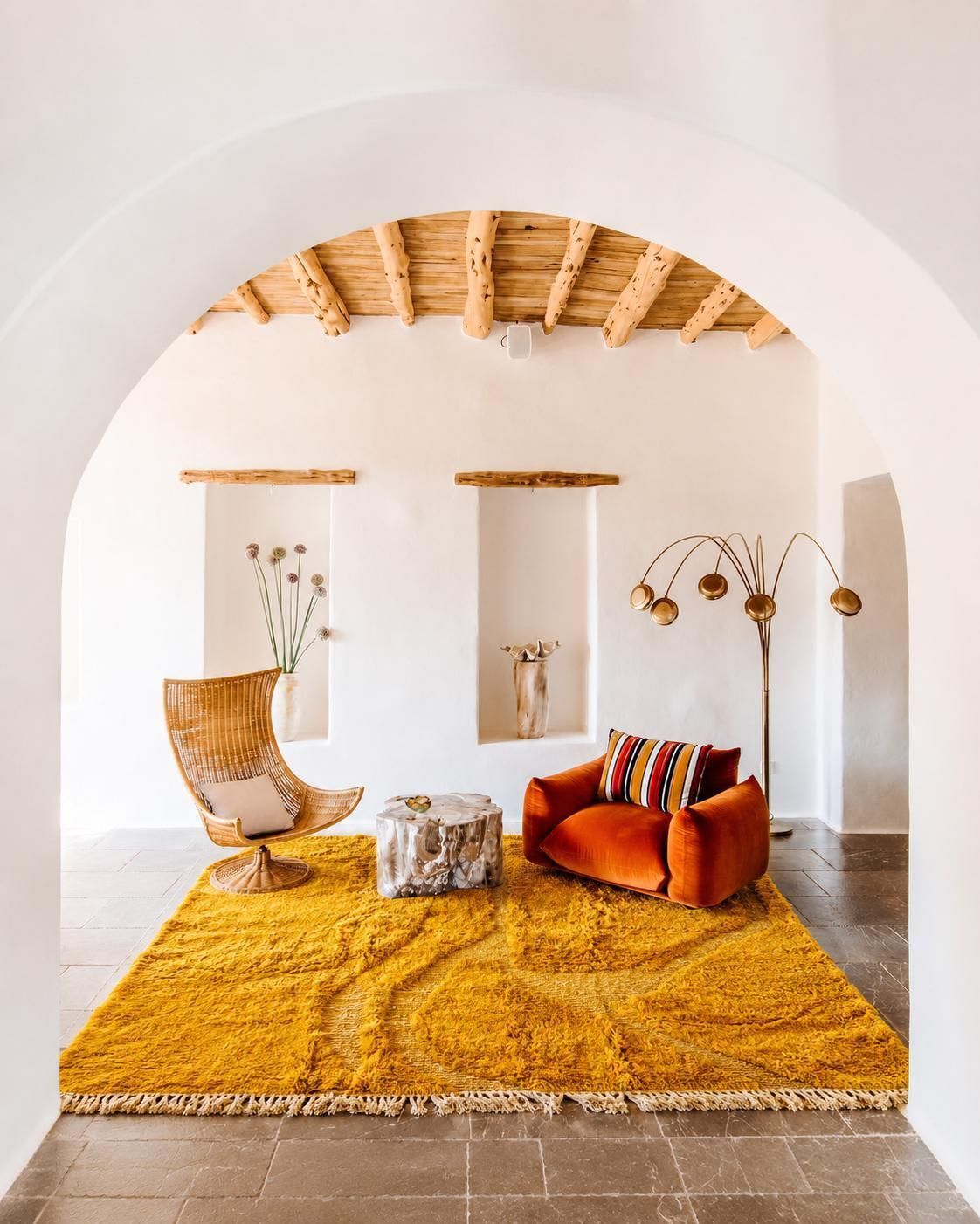 Yellow Mrirt Moroccan Wool Rug 200x300 Cm– Handmade Thick Wool Berber Rug Woven By Women Cooperative