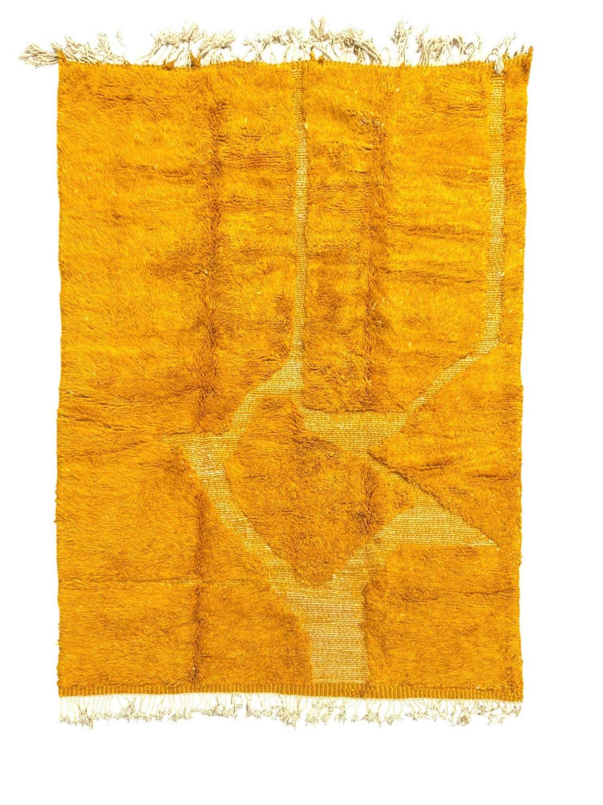 Yellow Mrirt Moroccan Wool Rug 200x300 Cm– Handmade Thick Wool Berber Rug Woven By Women Cooperative photo for sale