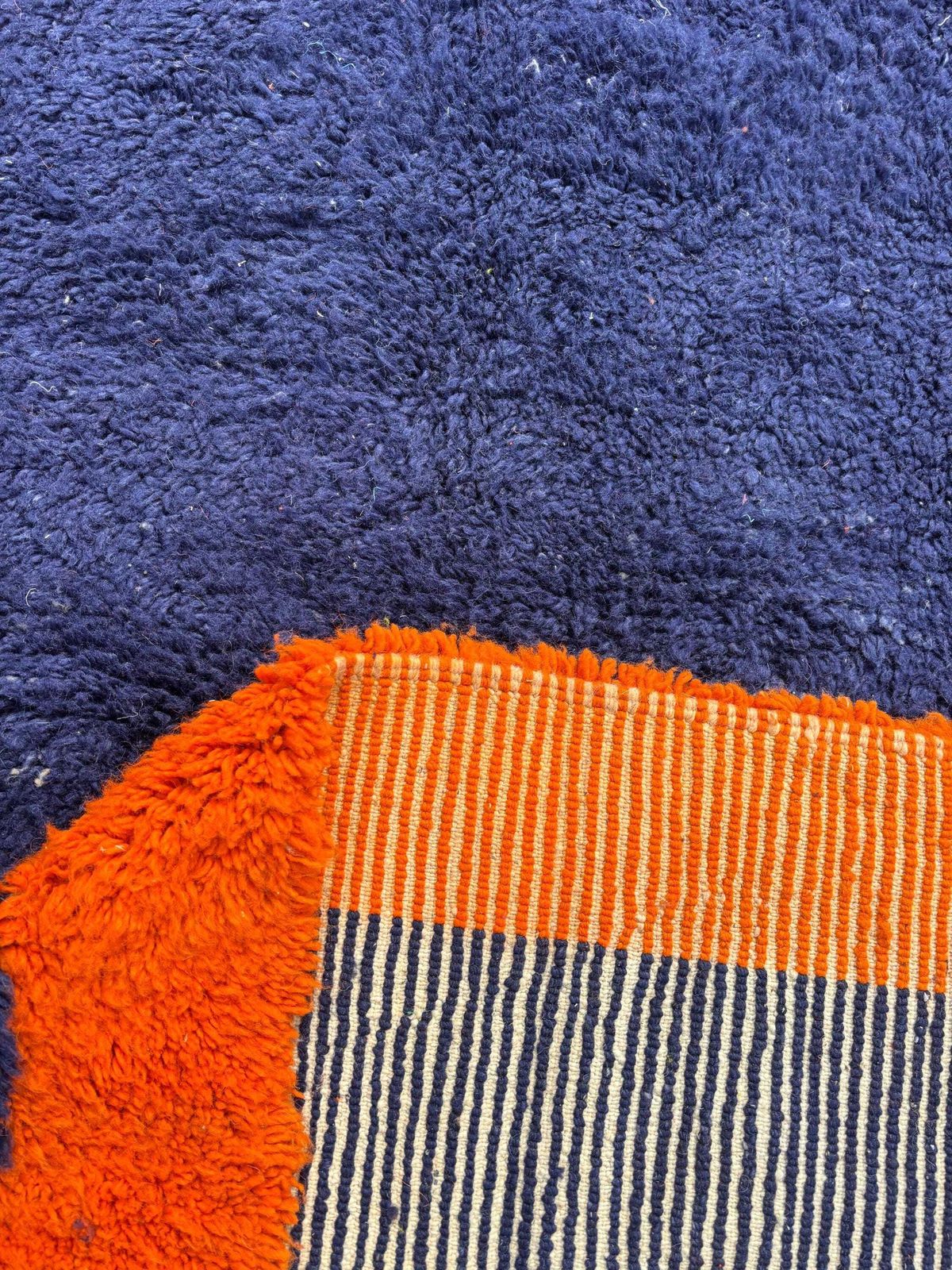 Blue Orange Moroccan M'rirt Rug 200x300 Cm Handmade Wool Berber Rug Luxury Minimalist Area Rug Thick Plush Carpet Custom Rug photo for sale