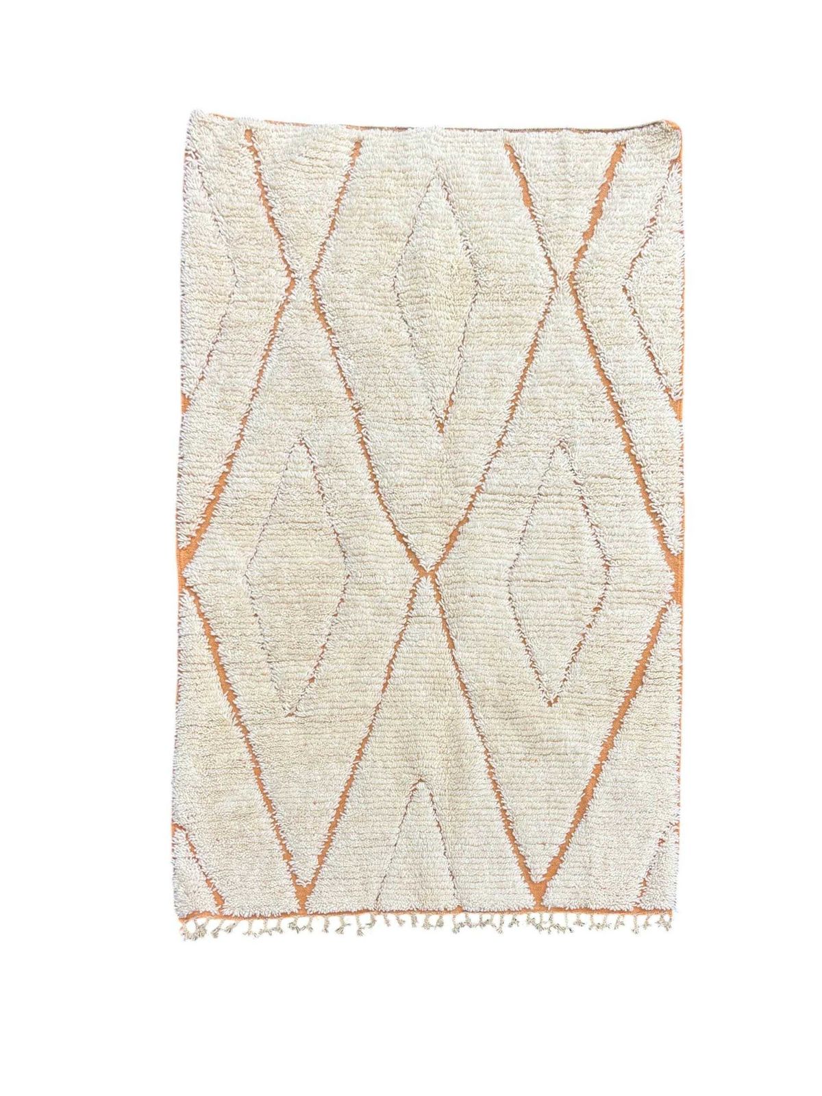 Moroccan Beni Ouarain Wool Rug 155x240 Cm – Natural Cream With Geometric Pattern   Beni Ourain Carpet   Contemporary Rug   Shaggy Rug photo furniture