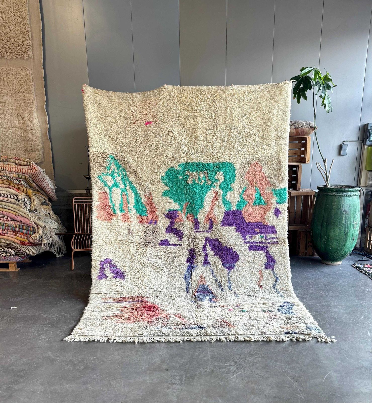 Handwoven Colorful Boujaad Rug 200x300 Cm, Authentic Moroccan Berber Wool