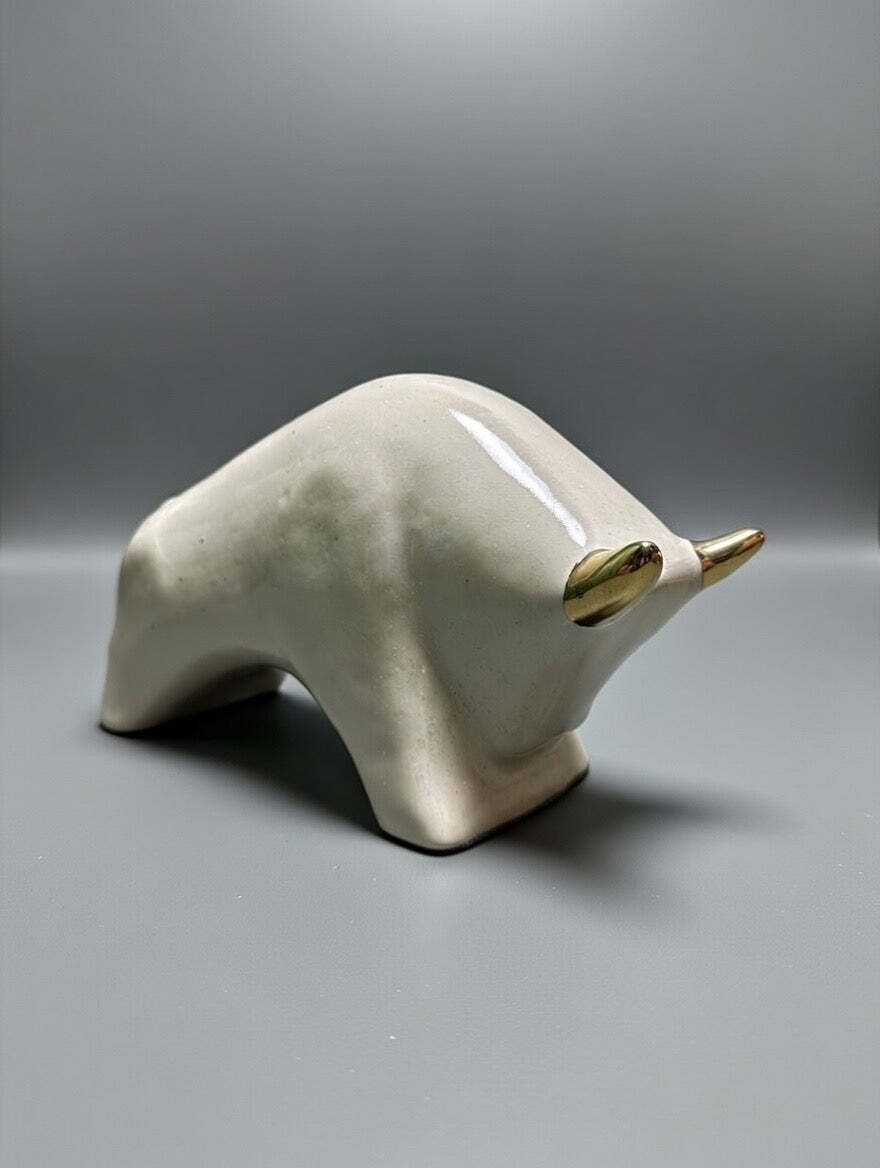 Otto Keramik Gold Edition Ceramic Bull West German Pottery Fat Lava photo vinterior