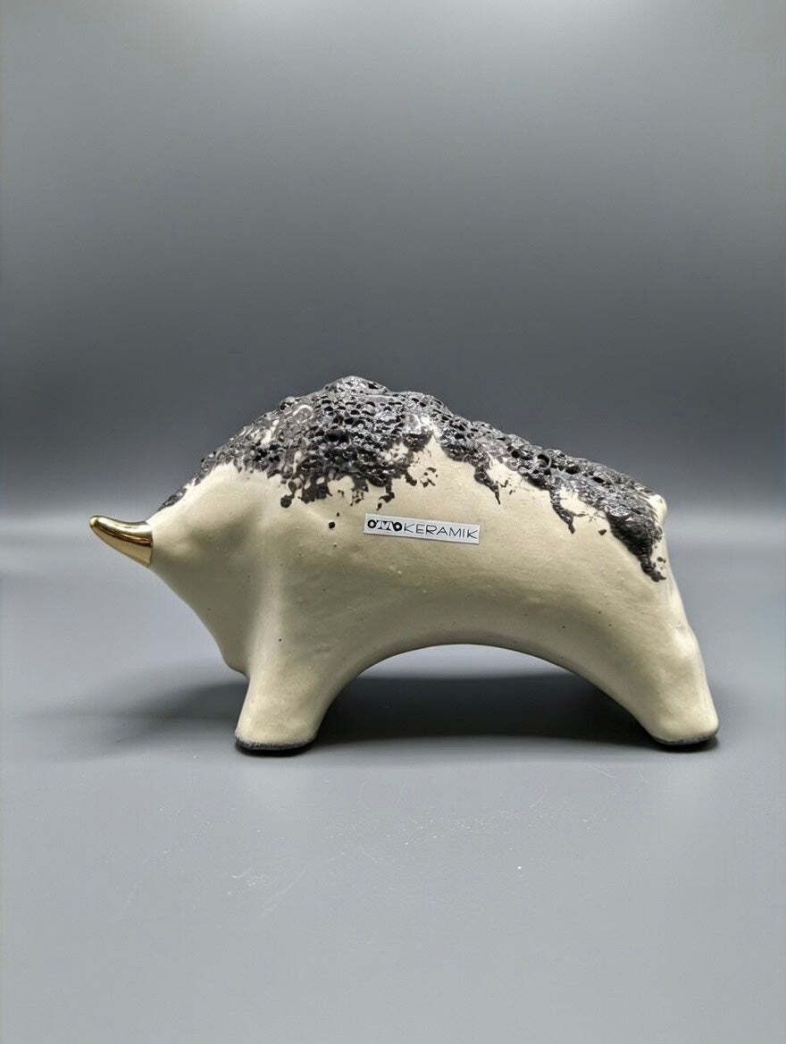 Otto Keramik Gold Edition Ceramic Bull West German Pottery Fat Lava
