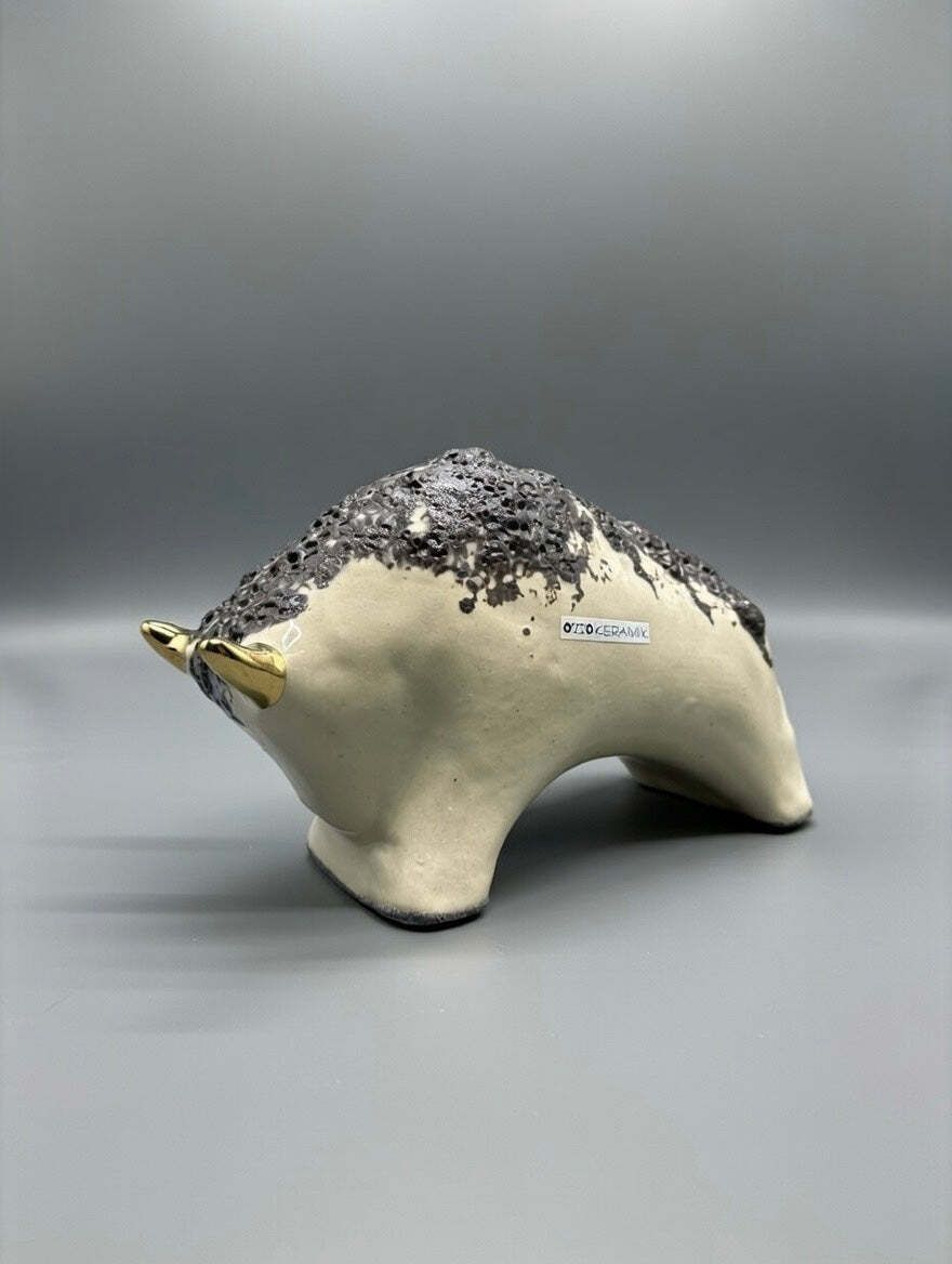 Otto Keramik Gold Edition Ceramic Bull West German Pottery Fat Lava photo furniture