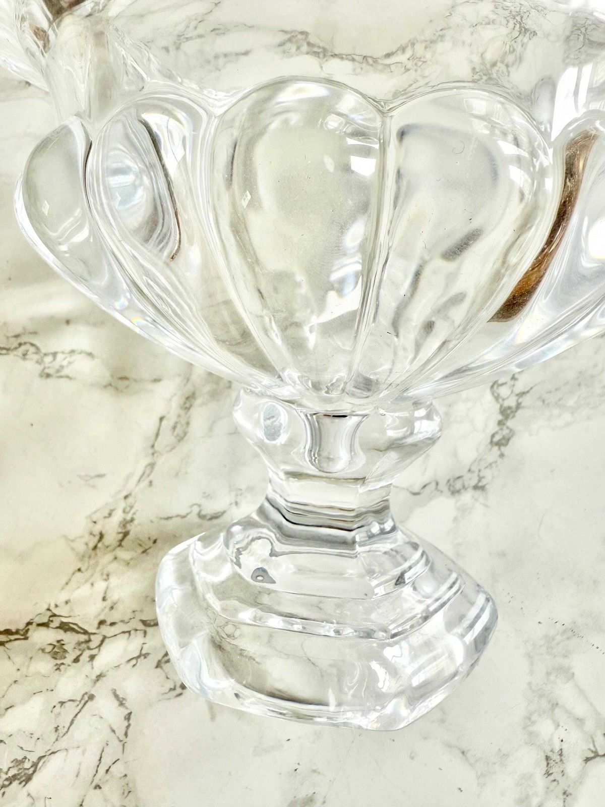Grand Tour Style Heavy Moulded Lead Crystal Medici Footed Vase Mantel Piece Decor Table Top Dining Table Center Piece Planter Small photo 150.0