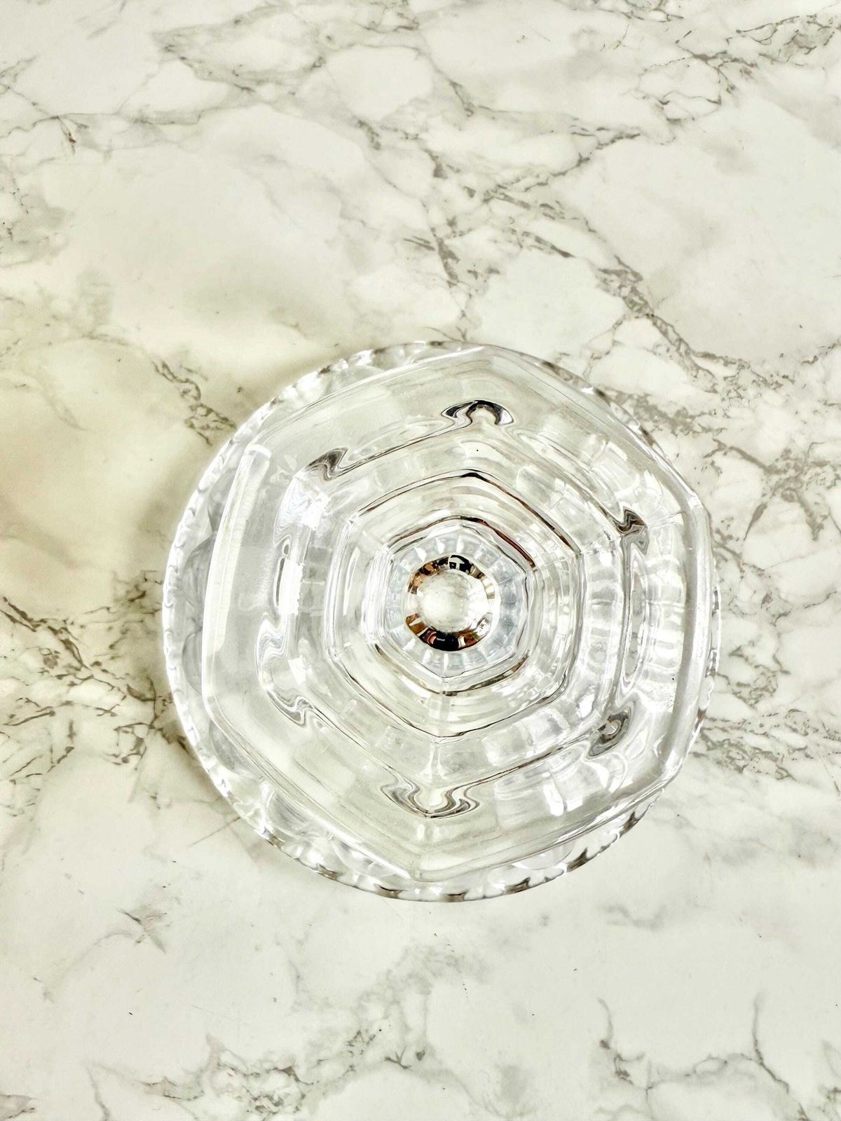 Grand Tour Style Heavy Moulded Lead Crystal Medici Footed Vase Mantel Piece Decor Table Top Dining Table Center Piece Planter Small photo vintage