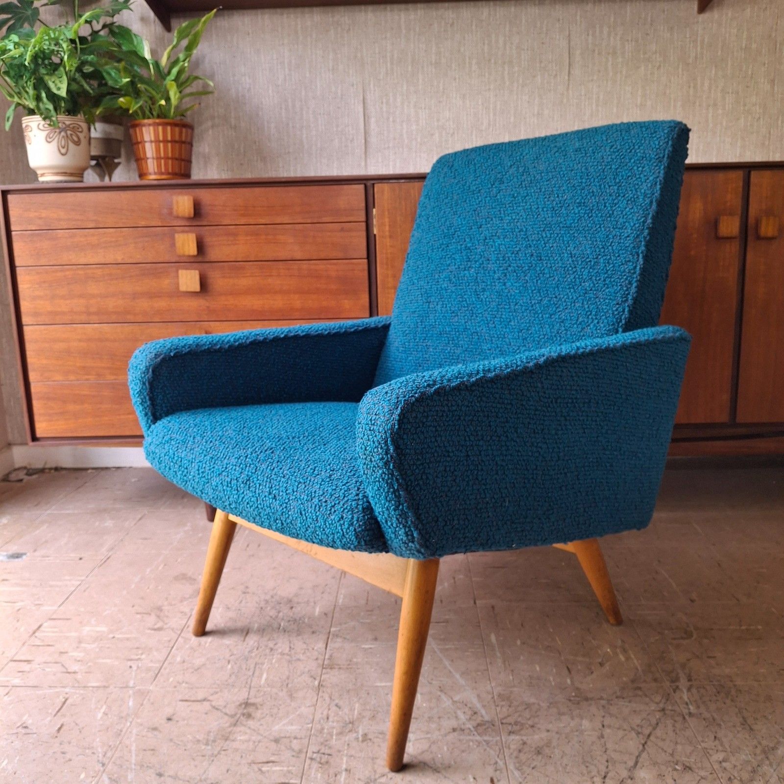Fab Vintage 1960s Parker Knoll Pk945/7 Adagio Chair Armchair Teal Blue Chenille photo vintage