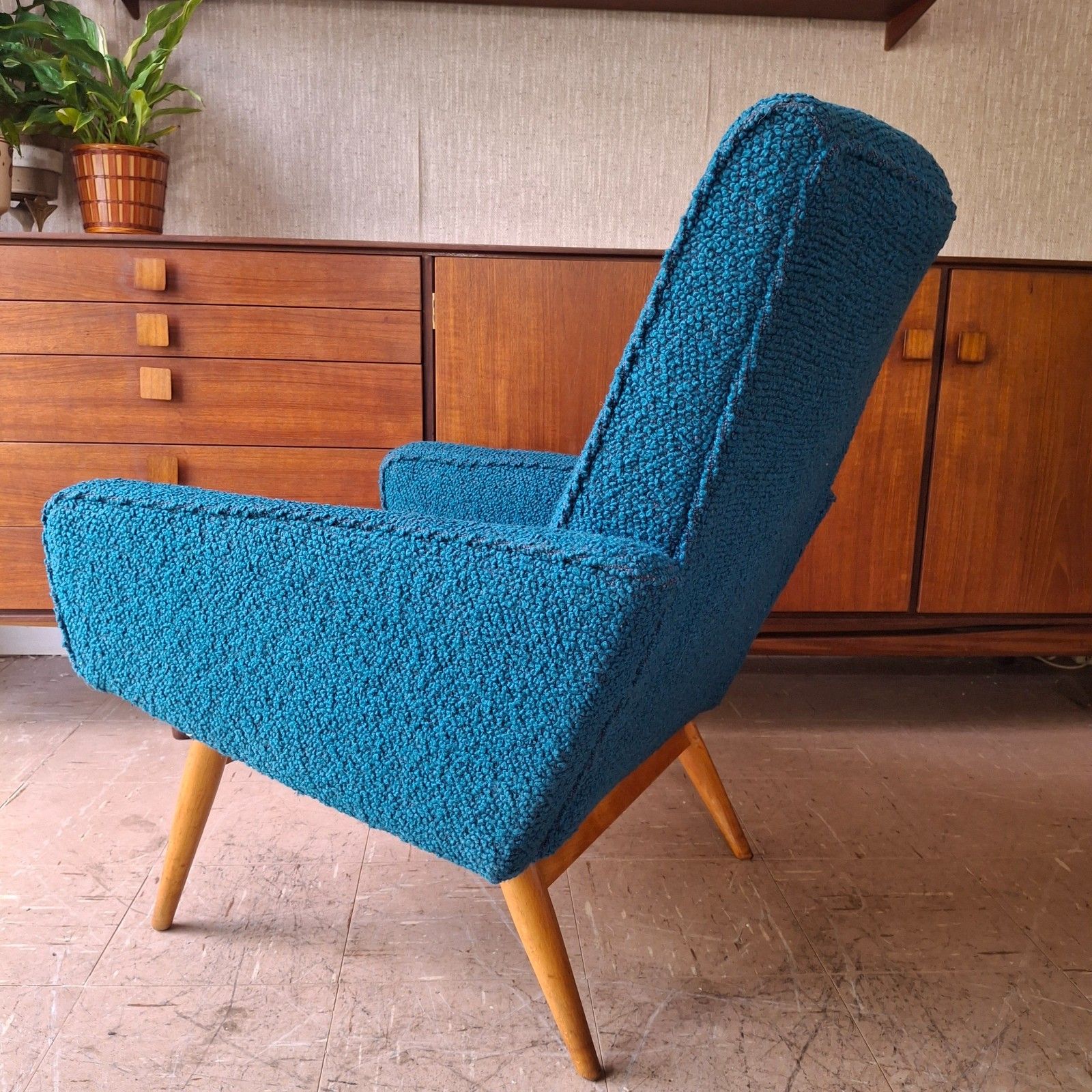 Furniture Fab Vintage 1960s Parker Knoll Pk945/7 Adagio Chair Armchair Teal Blue Chenille photo