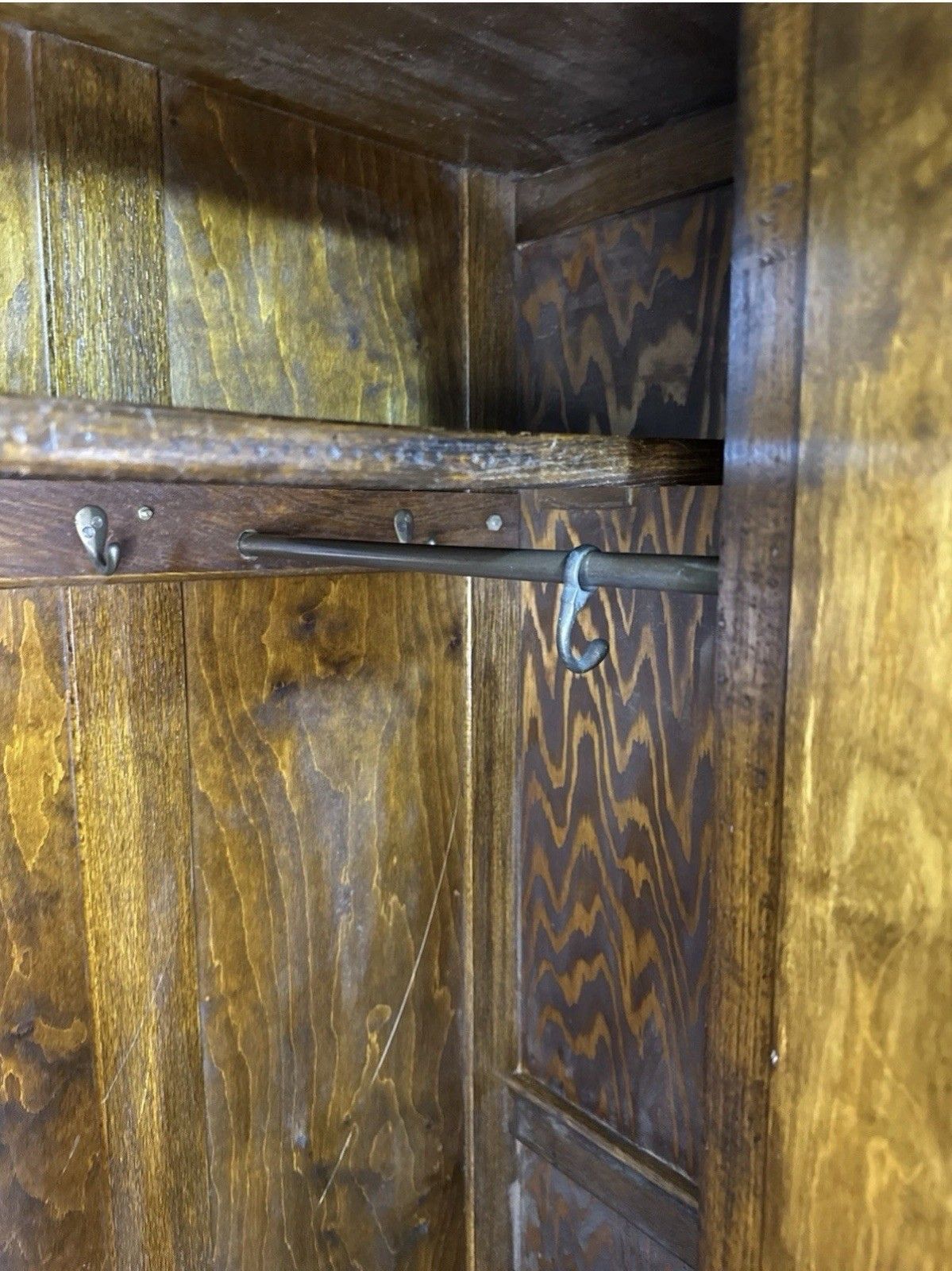 Vintage Antique Wardrobe Arts & Crafts Oak Hall Cloak Cupboard Art Nouveau photo 285.0