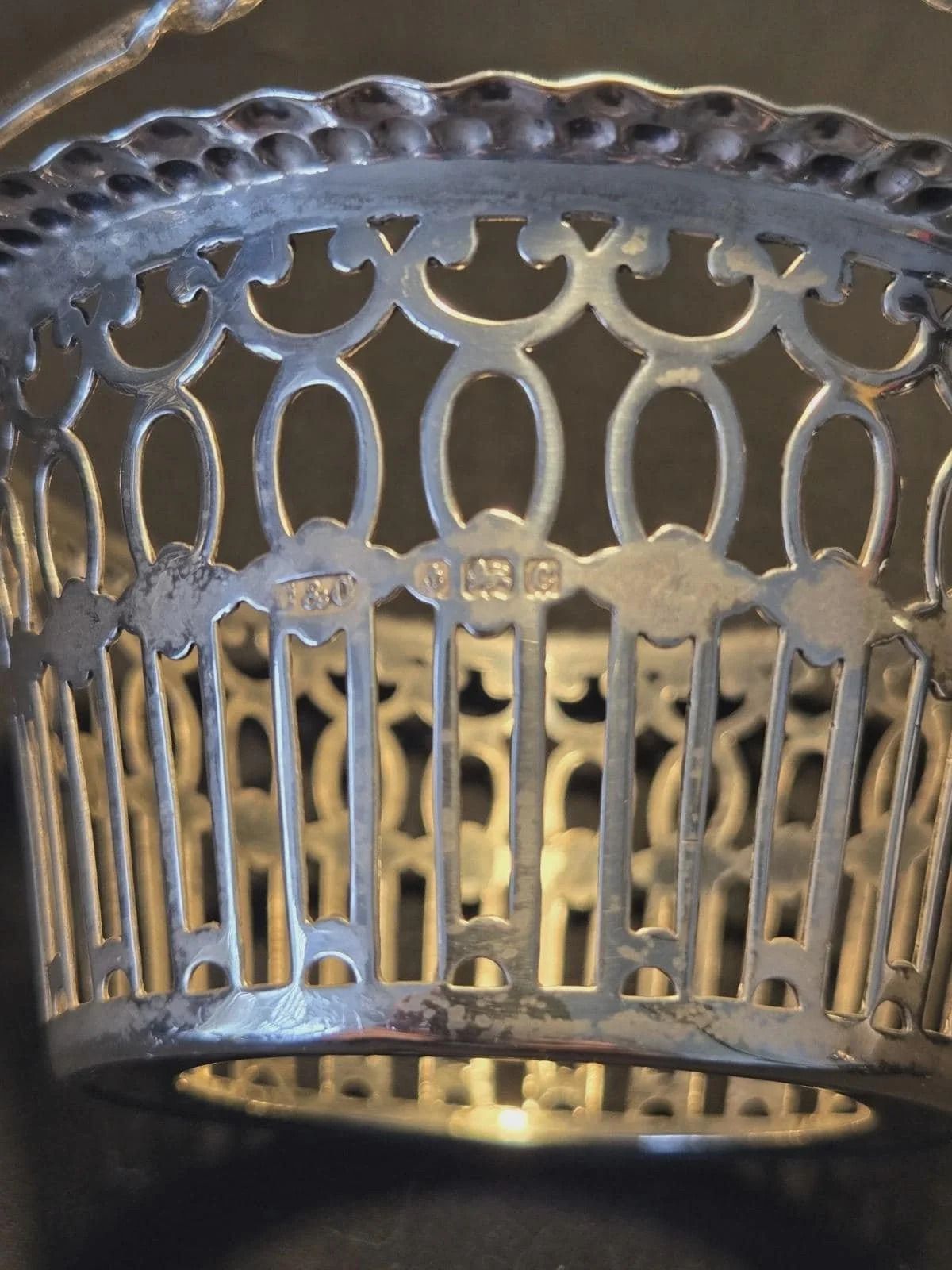Antique Solid Silver Bristol Blue Swing Handle Basket 1902 Cohen & Charles photo buy