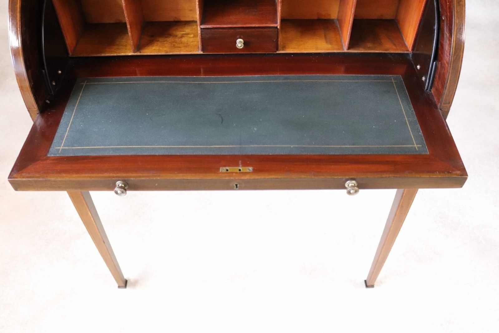photo buy ​Antique Edwardian Mahogany Cylinder Bureau Desk Sheraton Style Circa 1900