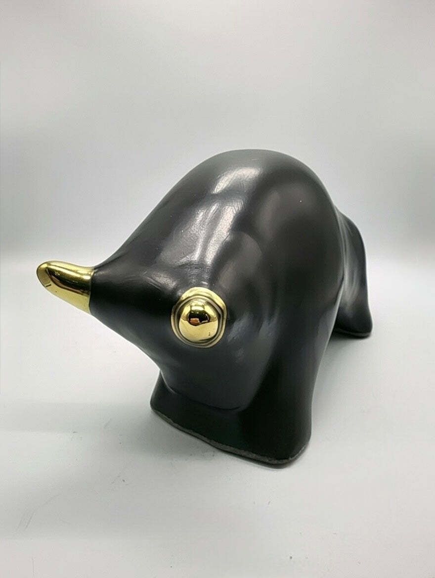 Otto Keramik Gold Edition Ceramic Bull West German Pottery Fat Lava photo for sale