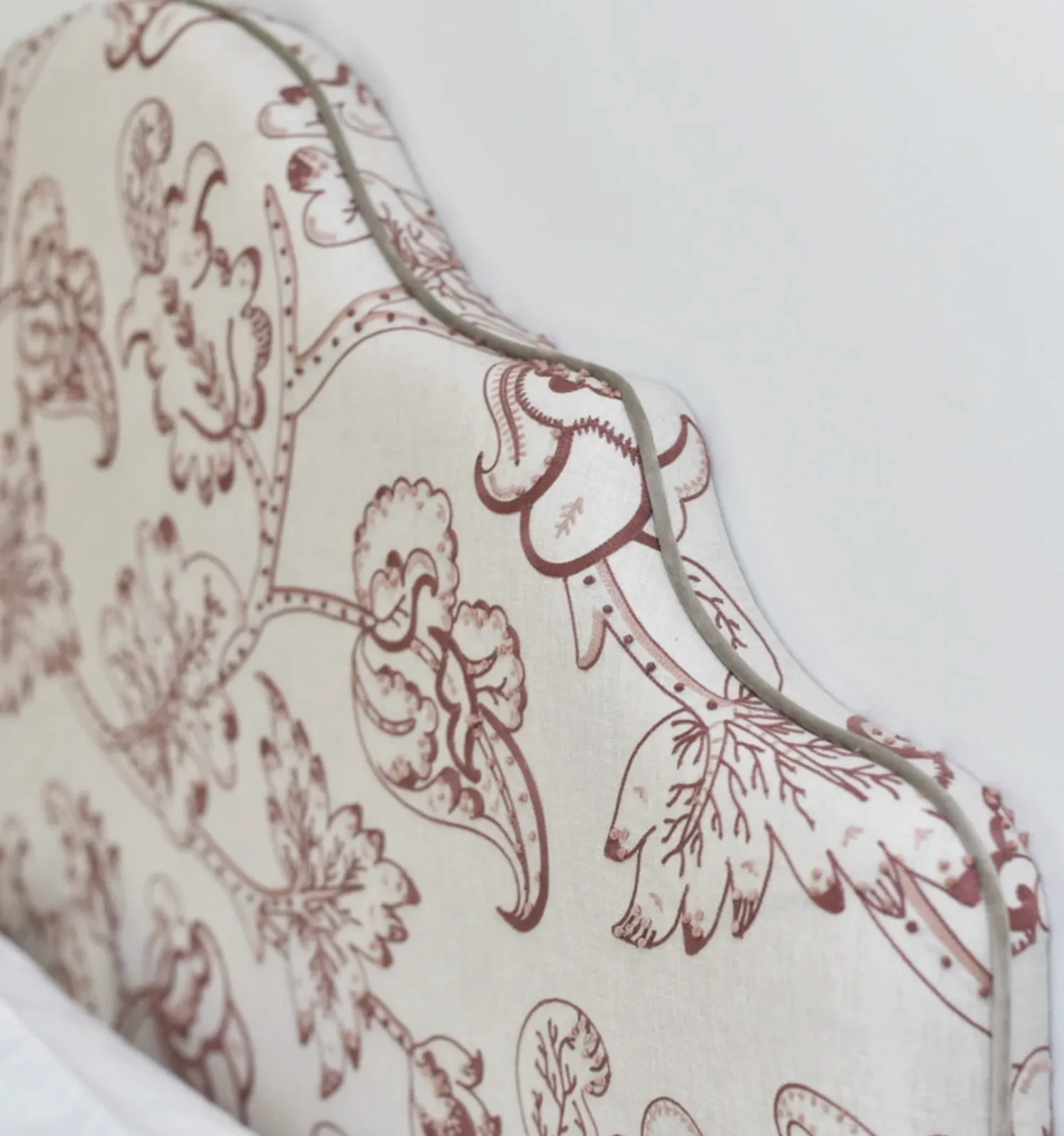 King Size Headboard In James Hare Arboreal Burnt Blossom Embroidered Fabric photo for sale