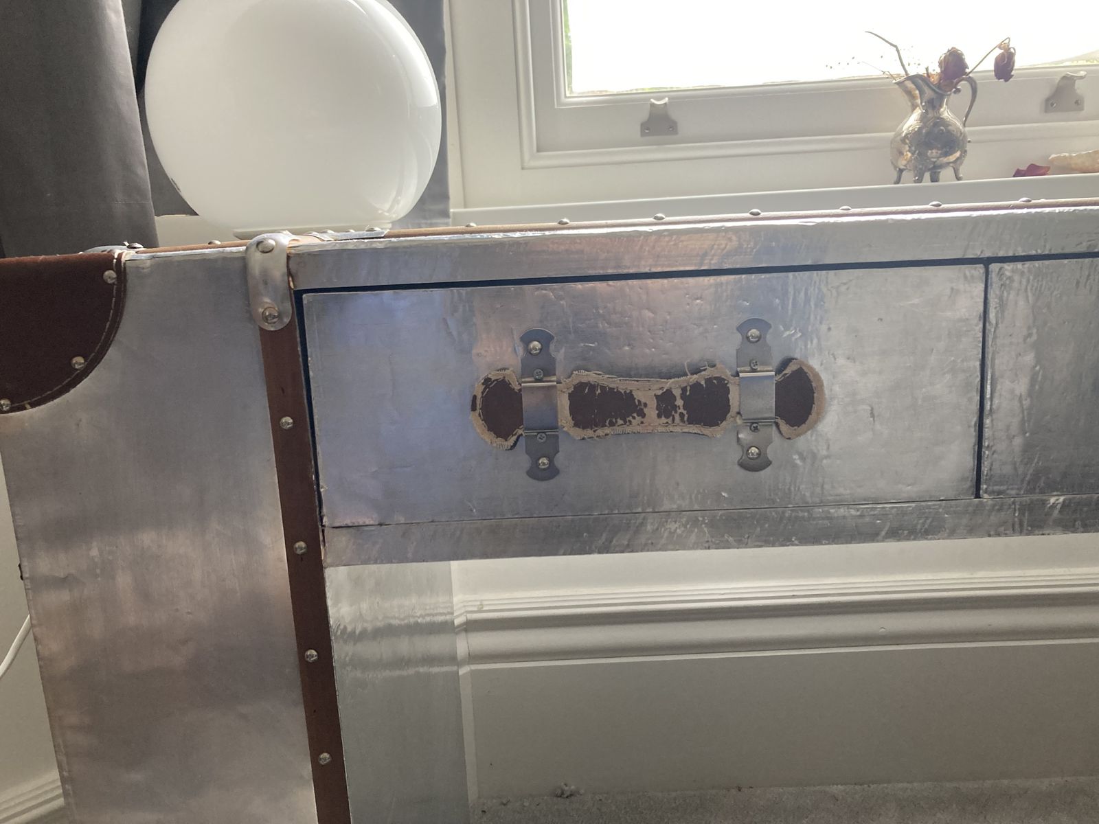 Antique Aviation Desk   Aluminium And Leather photo for sale