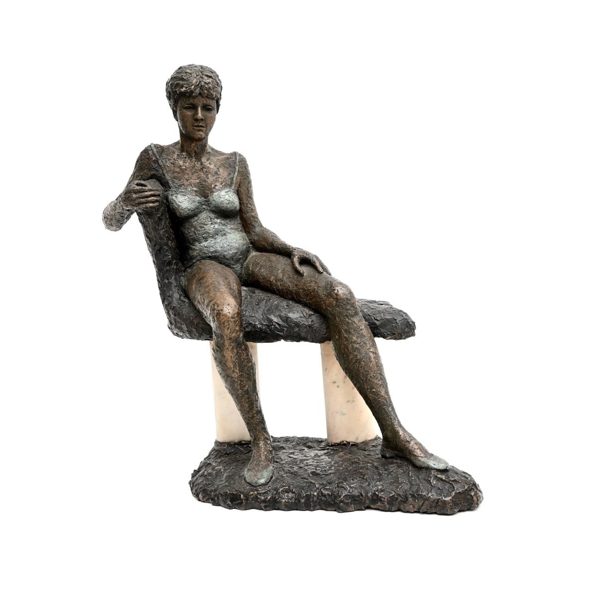 Vintage Sculpture Of A Woman On A Bench By A. Altmann photo furniture