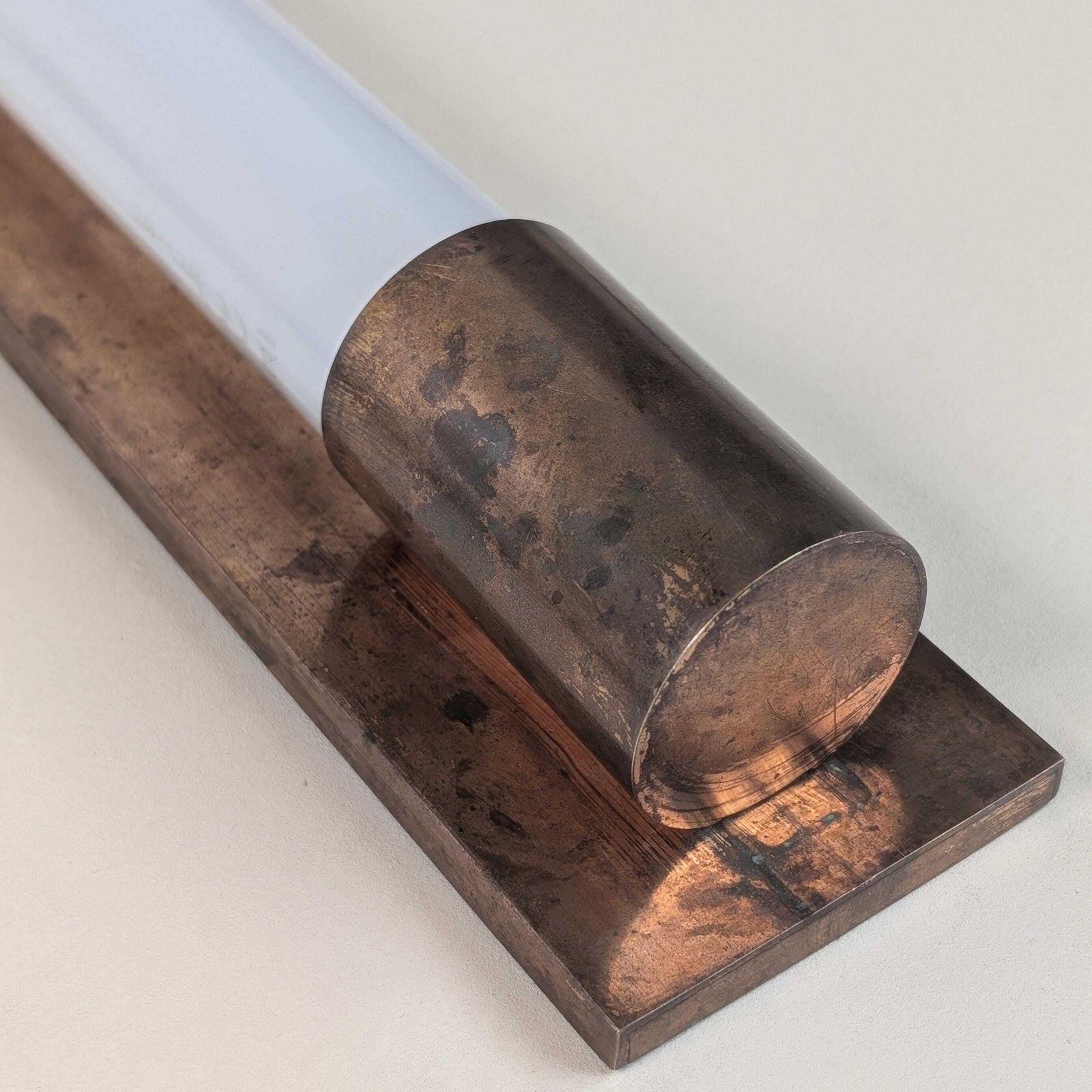Lighting Art Deco Copper Tube Sconces, Pair Of French Modernist Wall Lights, Industrial Bauhaus Architecture photo