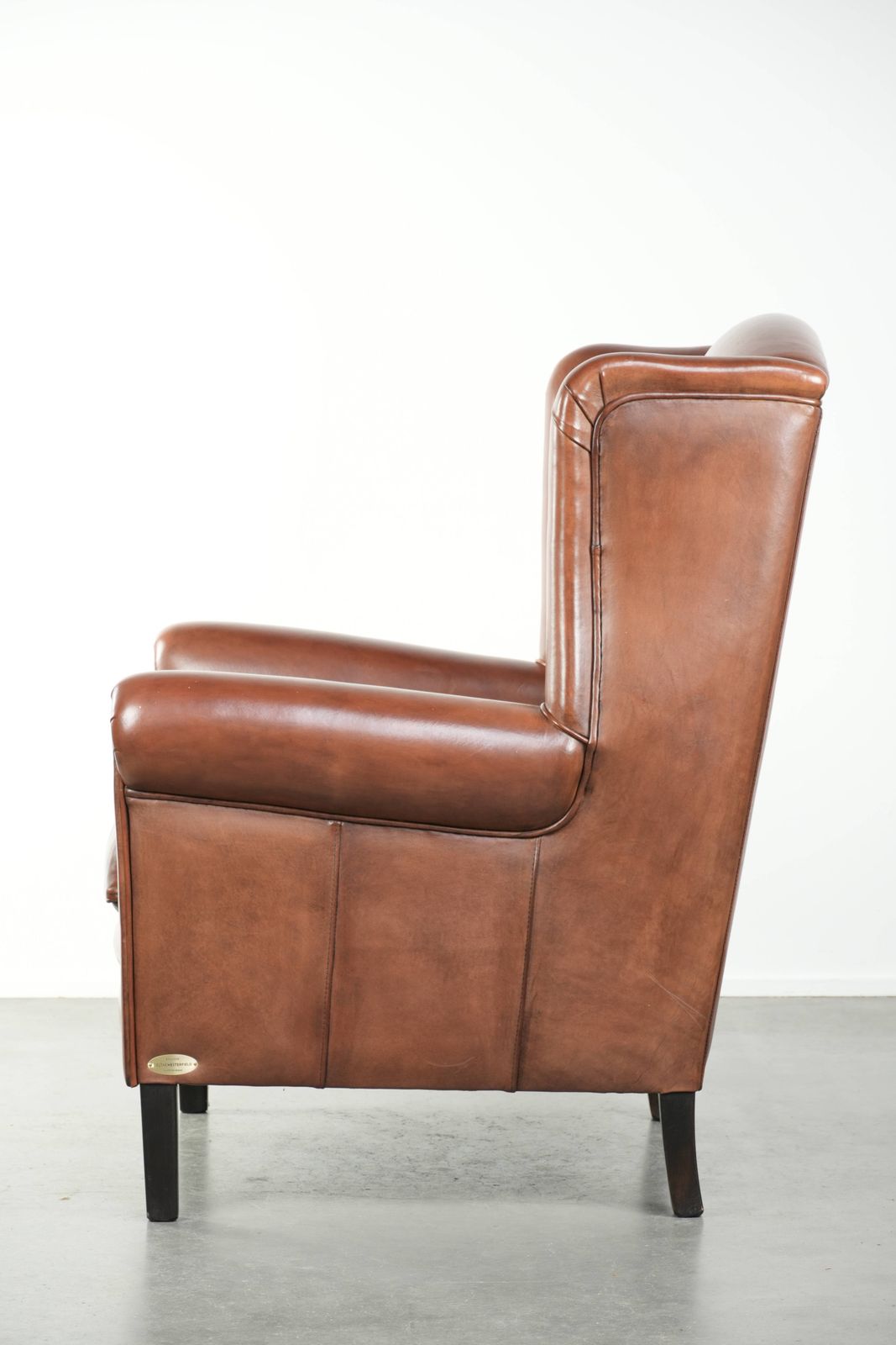 Large Sheepskin Wing Armchair In Like New Condition, In Timeless English Style, With Excellent Seating Comfort. photo 1939.0