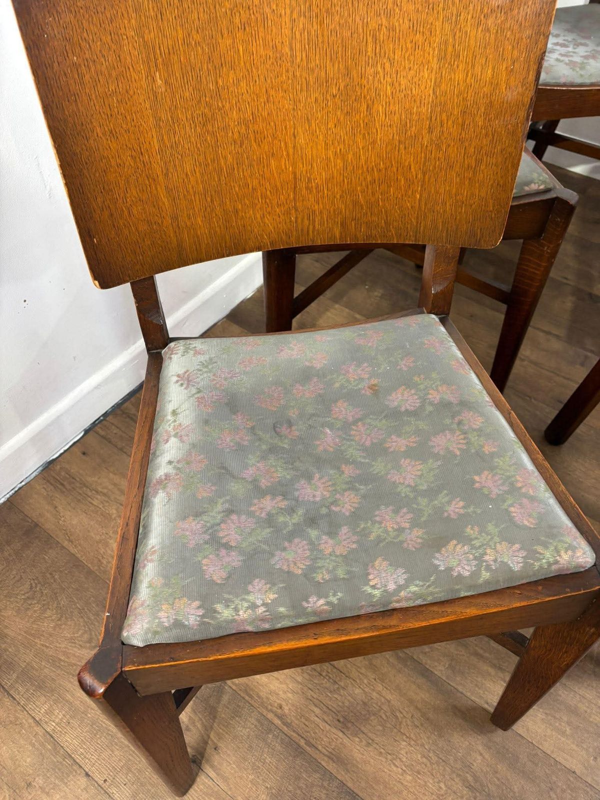 Vintage Oak Set Of Six Dining Chairs photo vintage