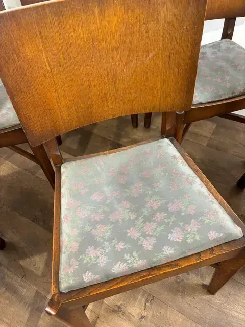 Furniture Vintage Oak Set Of Six Dining Chairs photo