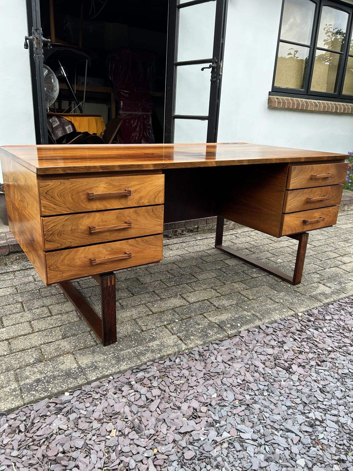 Very Fine Rosewood Midcentury Danish Desk By Henning Jensen And Torben Valeur