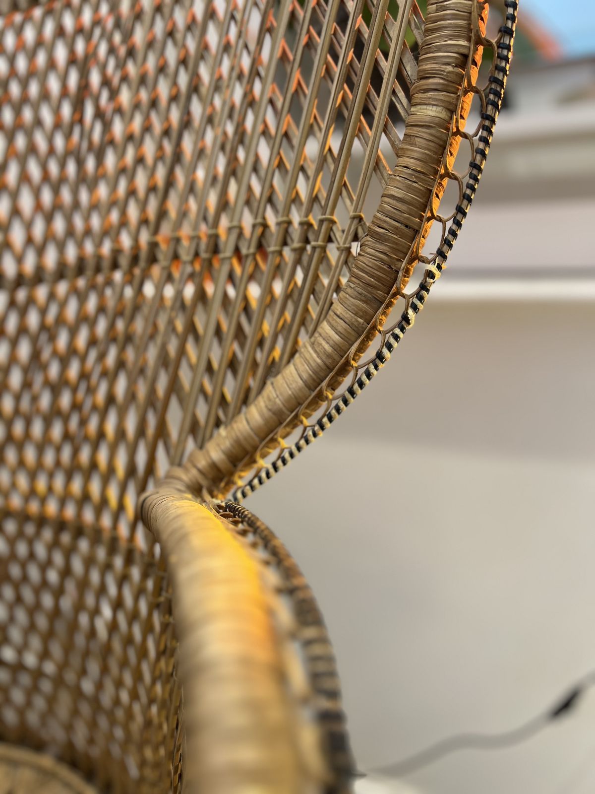 Vintage Peacock Rattan Chair (1970s) photo for sale
