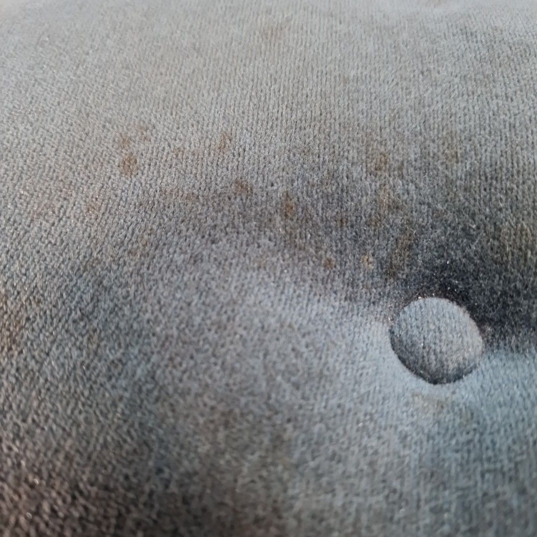 Vintage Upholstered Foot Stool Blue Tufted Bench Queen Anne Style Footstool Rest photo vintage