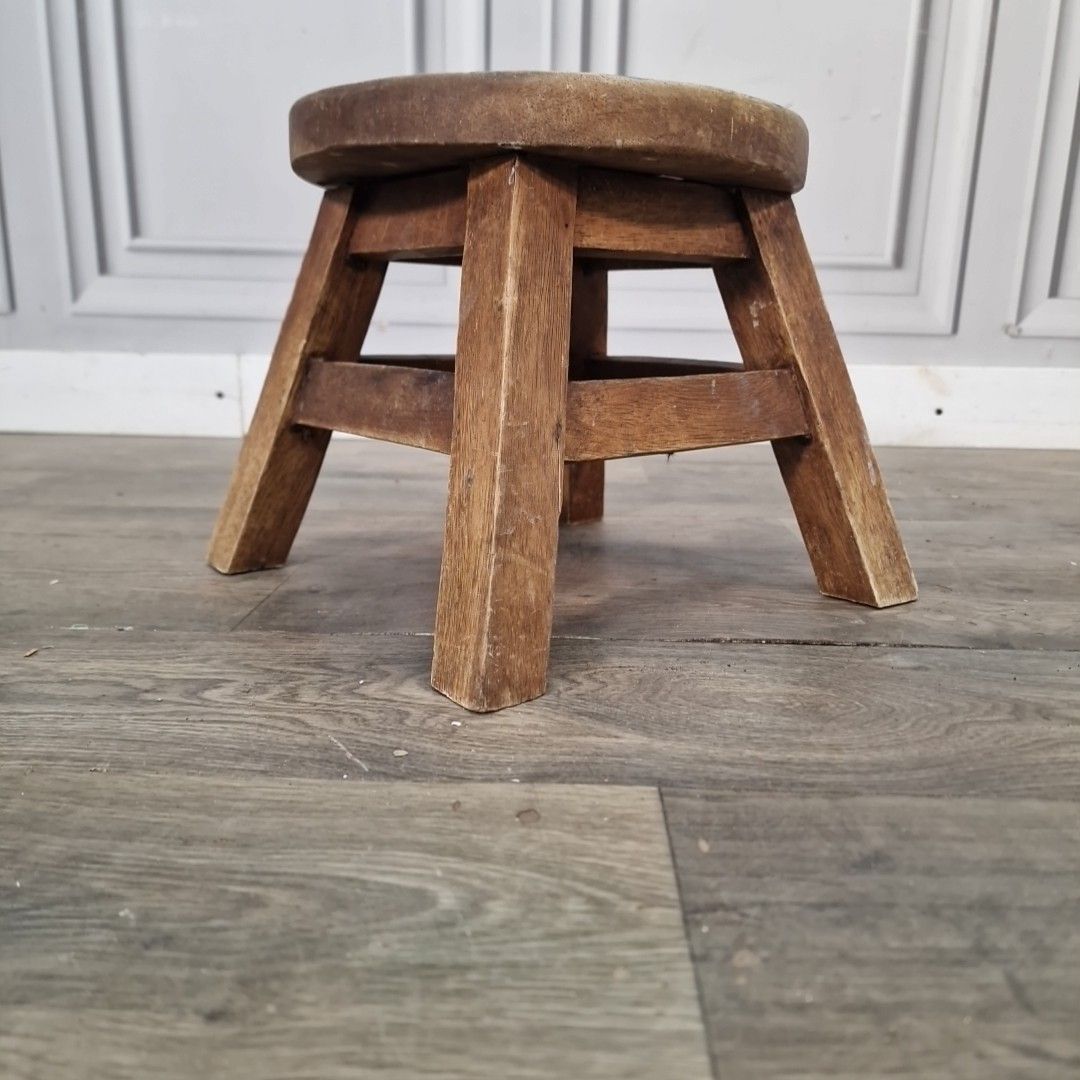 Vintage Wooden Childs Stool Painted Nursery Step Seat Duck Design Rustic Kids photo for sale