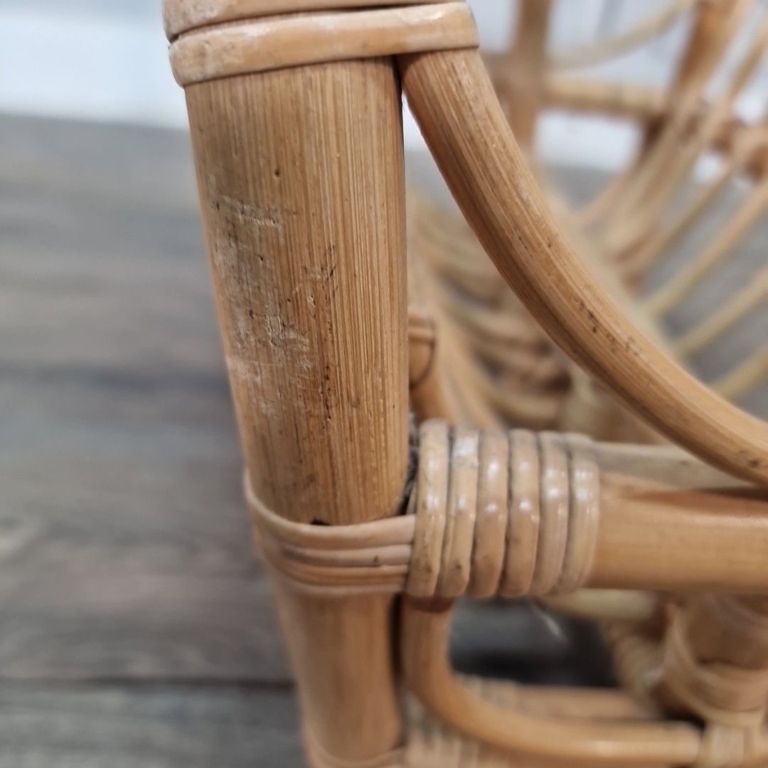 photo vinterior Vintage Bamboo Magazine Rack Rattan Newspaper Holder Boho Retro Mid Century Mcm