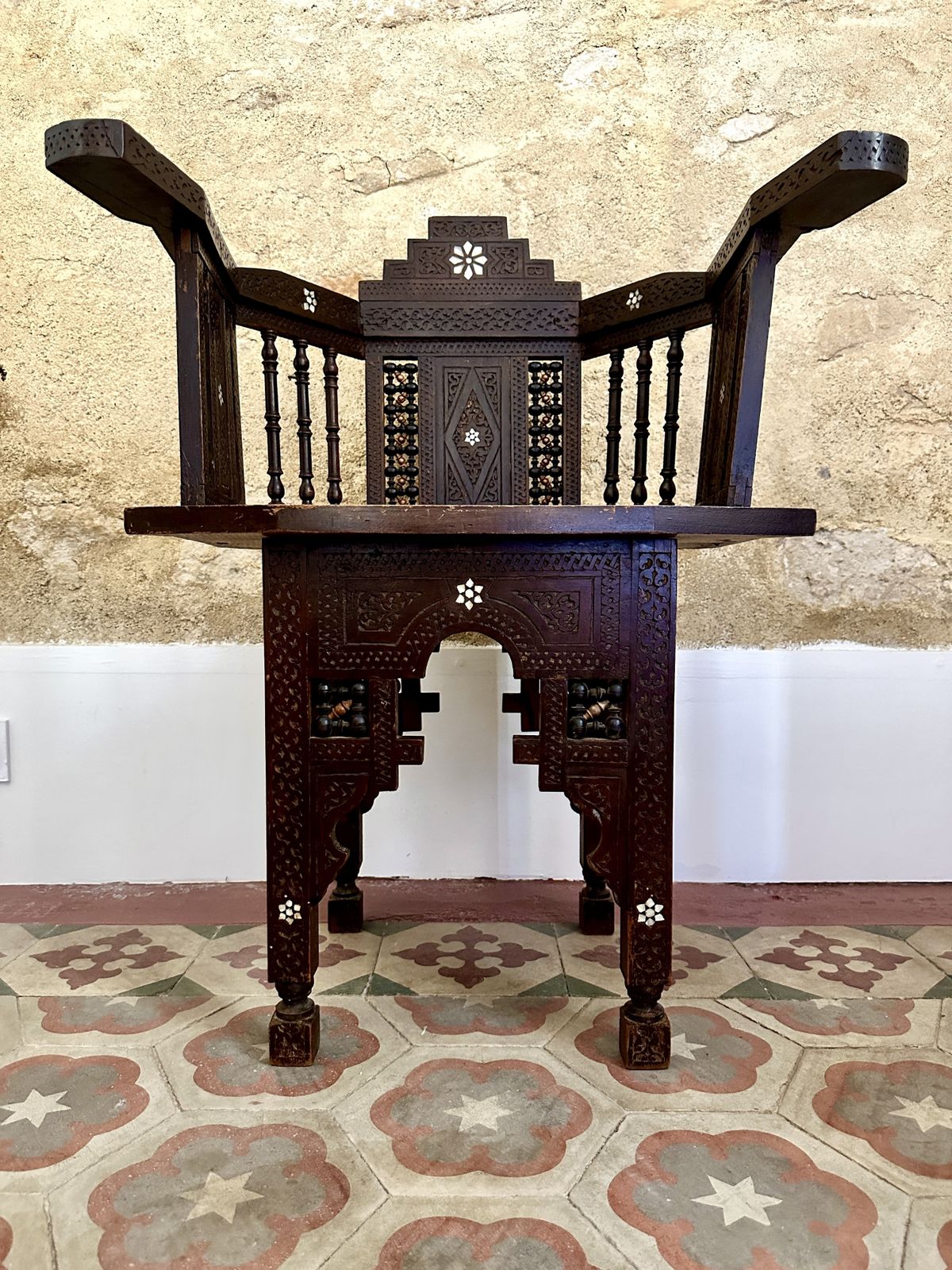 Pair Of Syrian Mother Of Pearl Inlaid Armchairs photo Furniture
