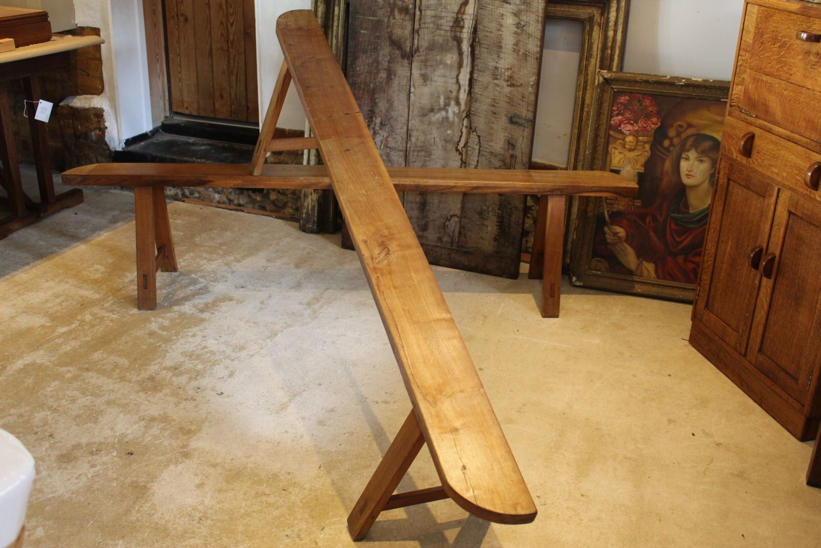 Benches Refectory French Fruitwood Dining Pair C1880 photo 395.0