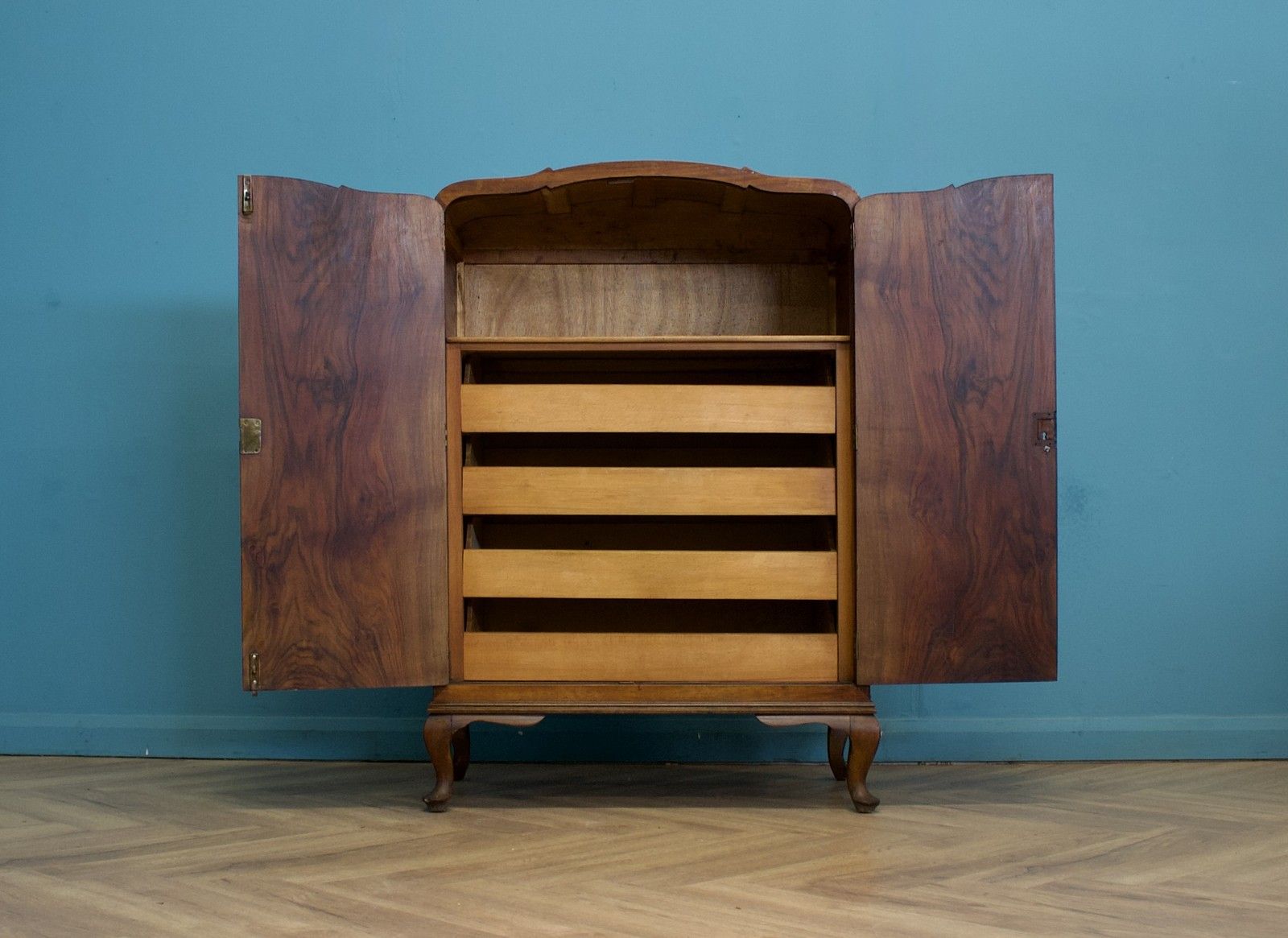Art Deco Walnut Tallboy Linen Cabinet, 1930s #1769 photo vinterior