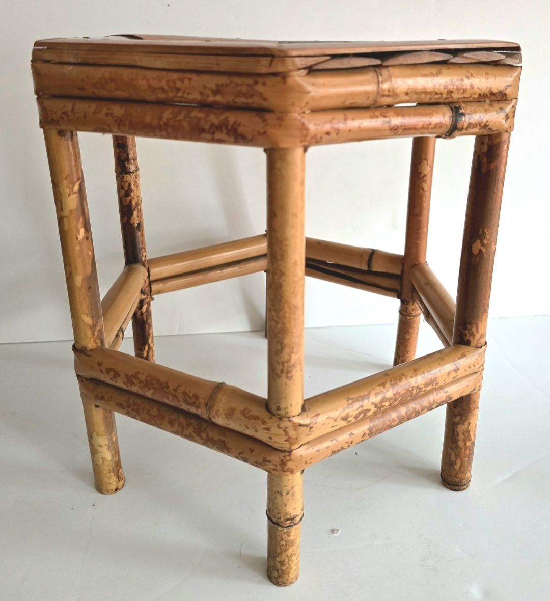 photo furniture A Set Of Three Antique French Tiger Bamboo Nesting Tables.