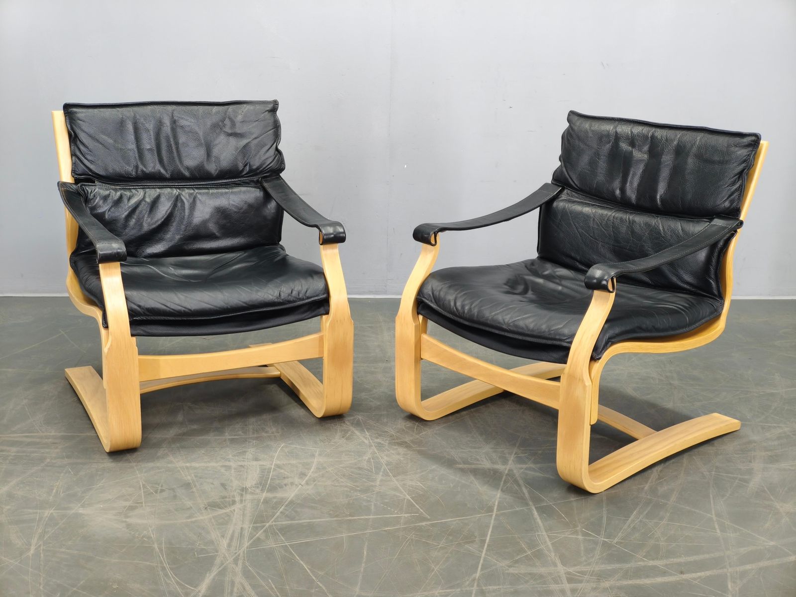 Paar lederen lounge stoelen van Åke Fribytter voor Nelo Kroken, jaren 1960 photo furniture